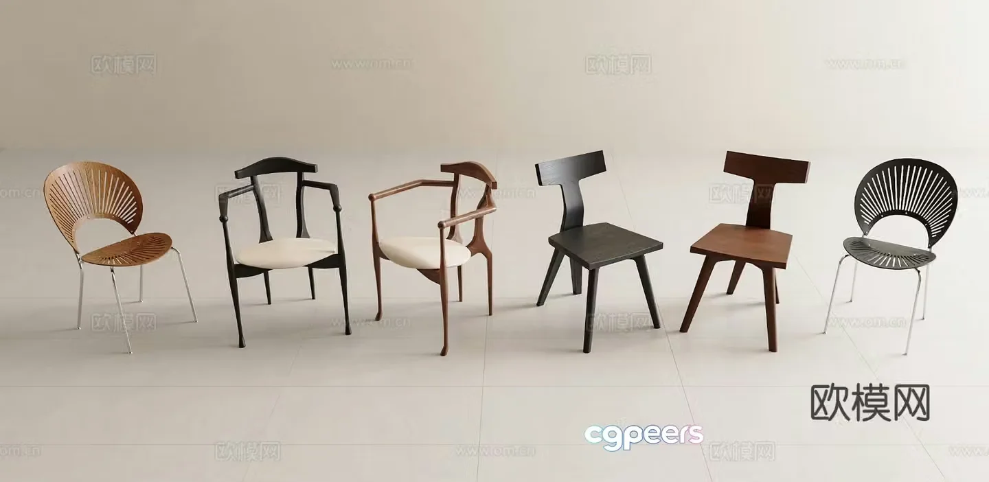 Medieval style chair dining chair shell chair 3d model