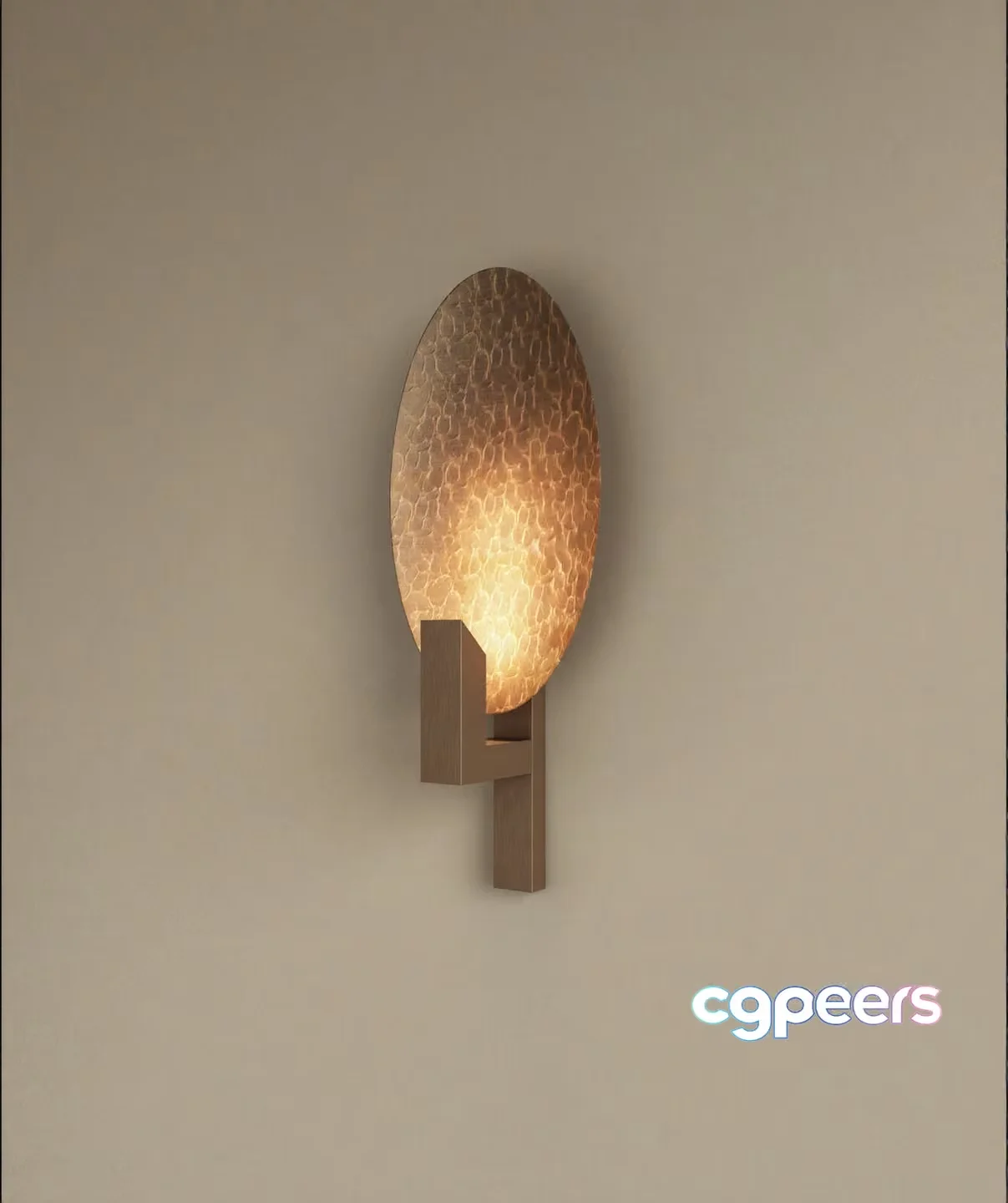 A Light Fixture With A Gold Textured Shade 3D Model – 19095 – VRAY Render