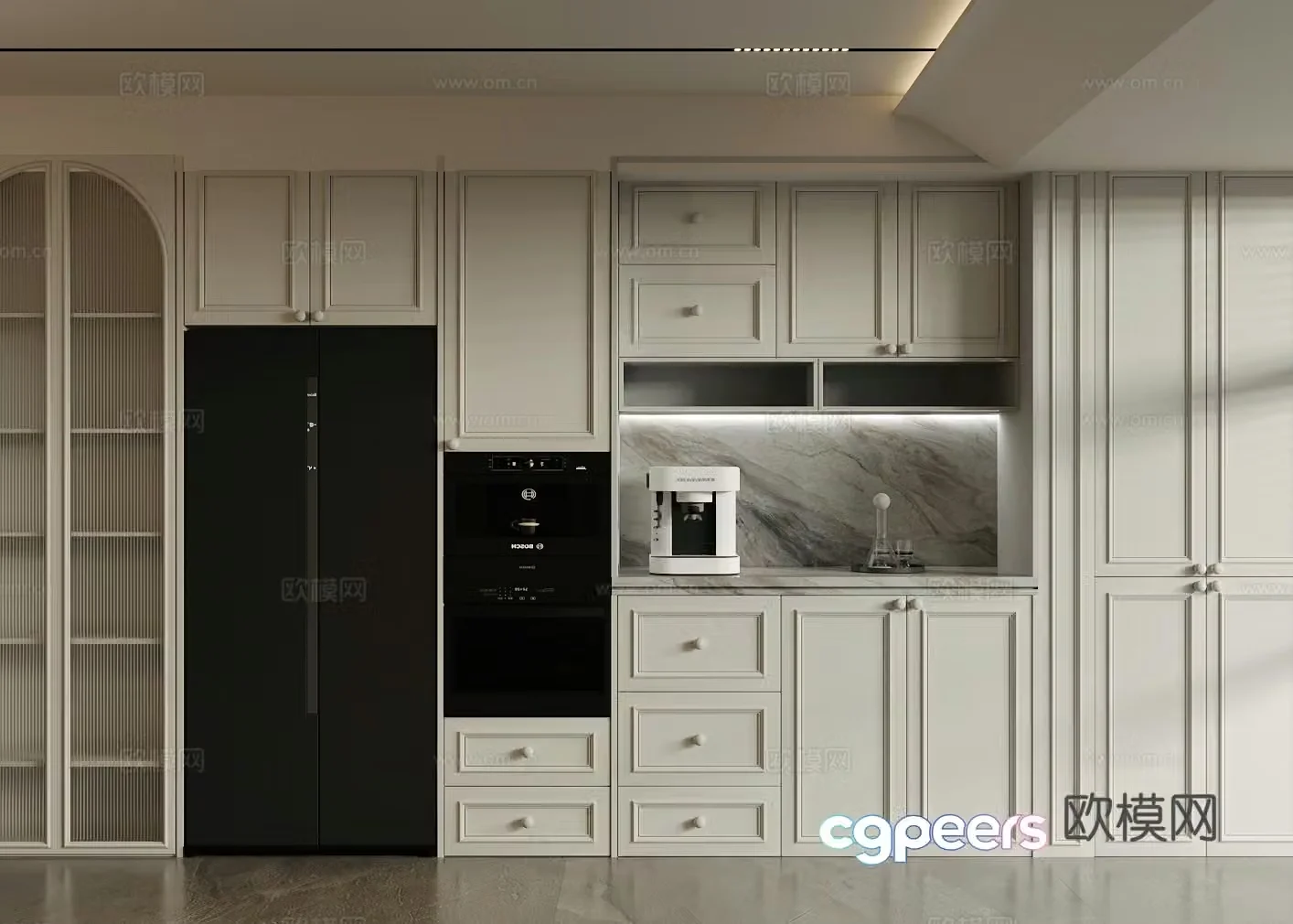 French light luxury sideboard oven sideboard refrigerator sideboard finished sideboard sideboard sideboard 3D model