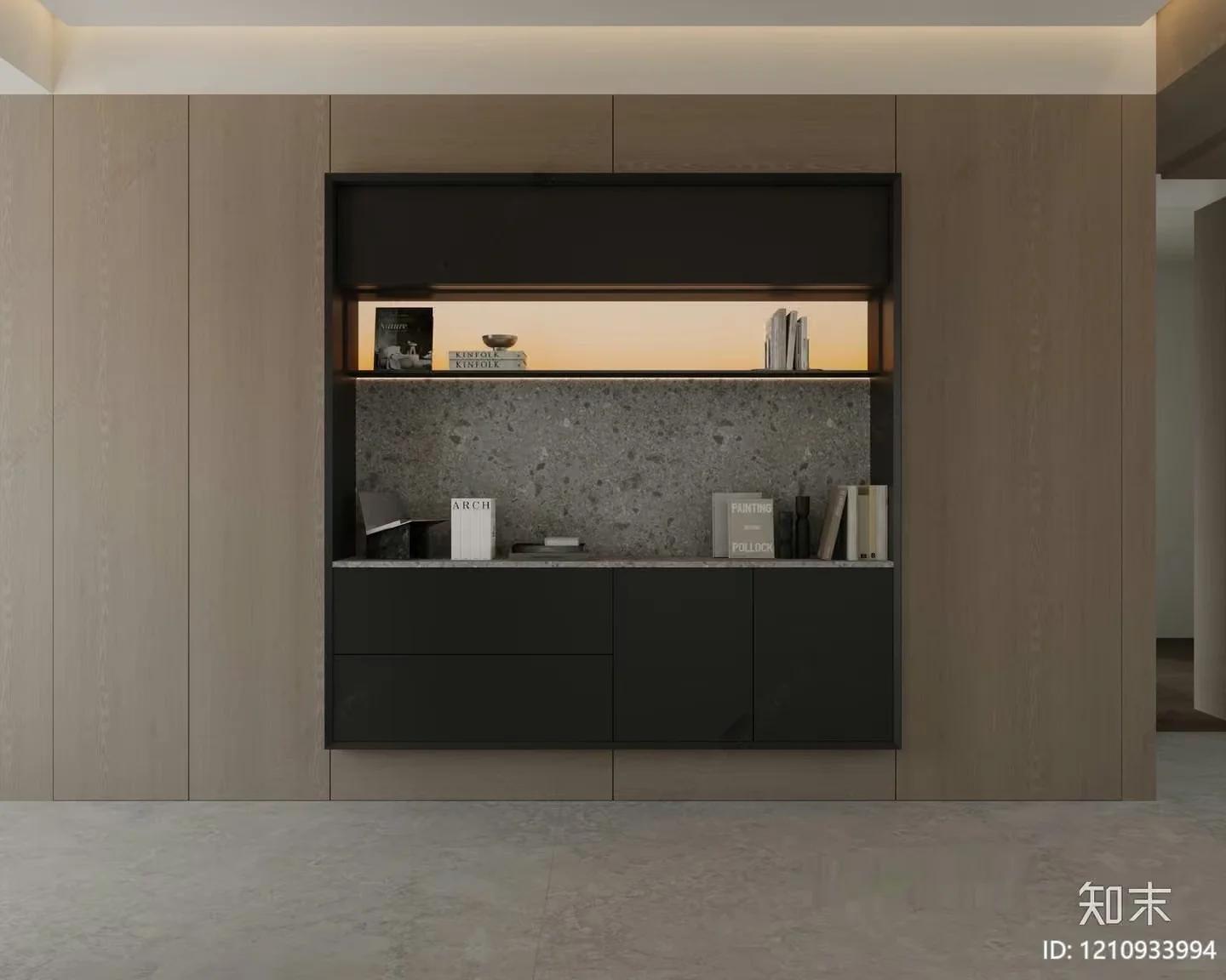 Modern Wooden Shelving Unit 3D Model – 20352 – VRAY Render