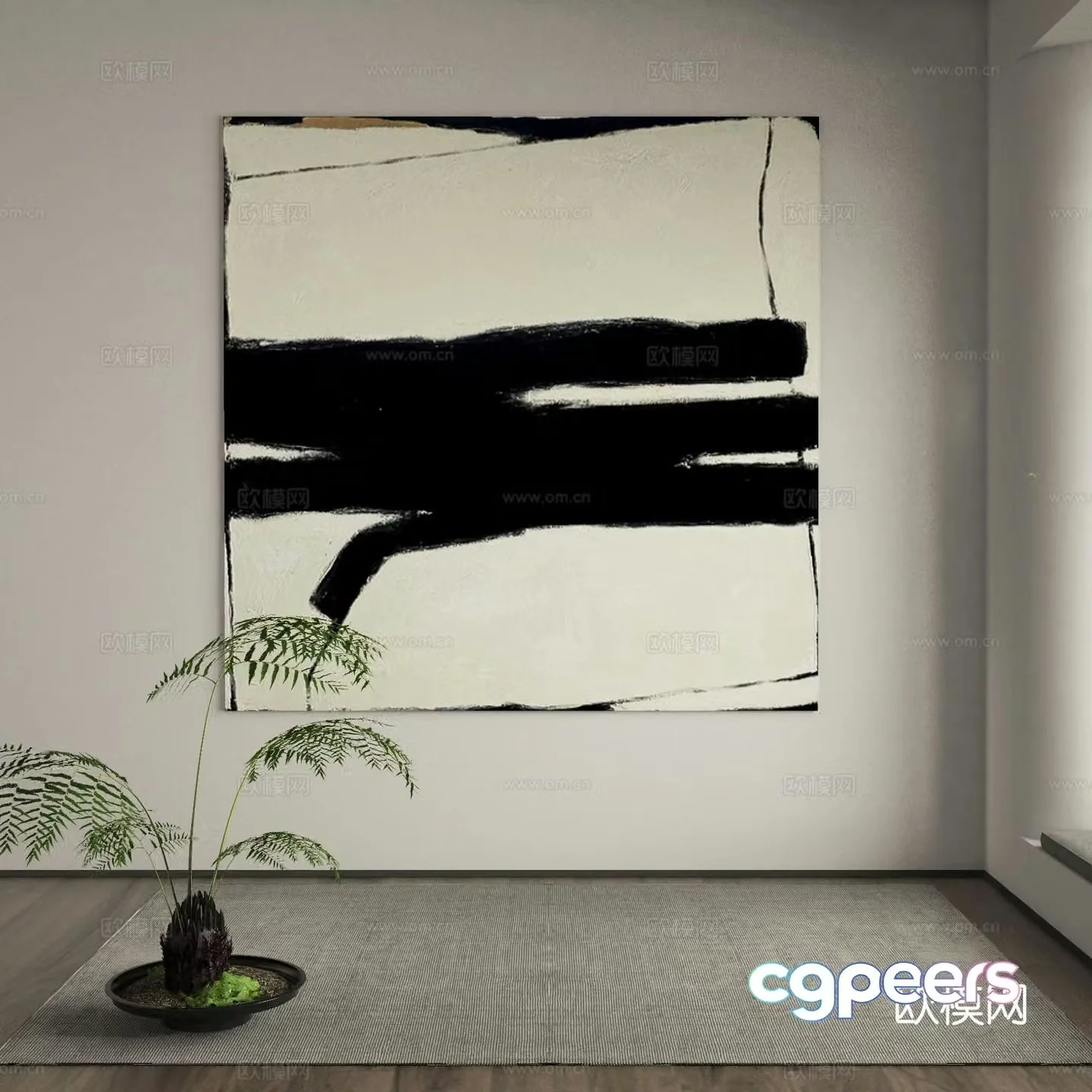 Modern texture painting decorative painting 3d model