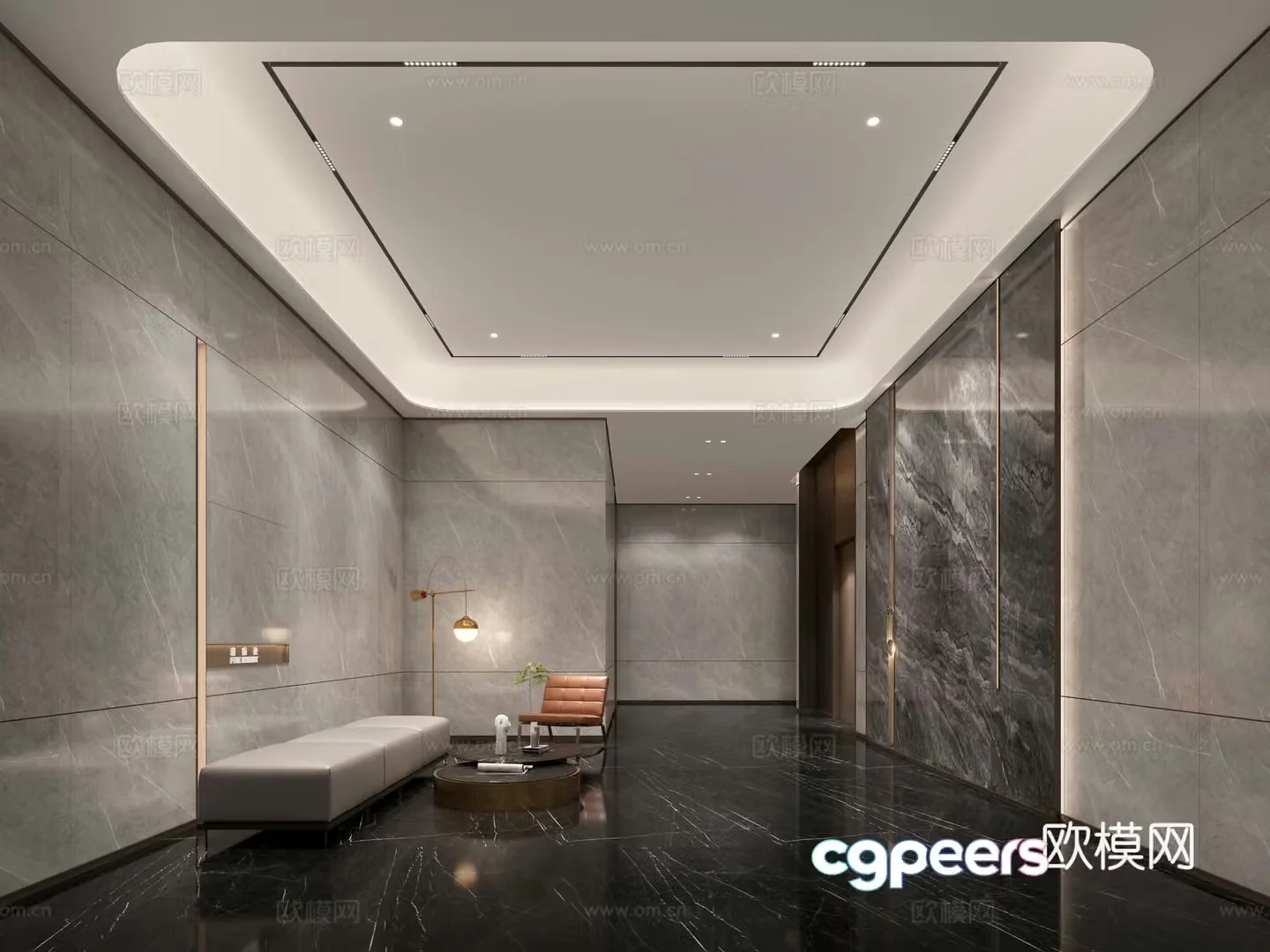 Public area elevator hall 3D model