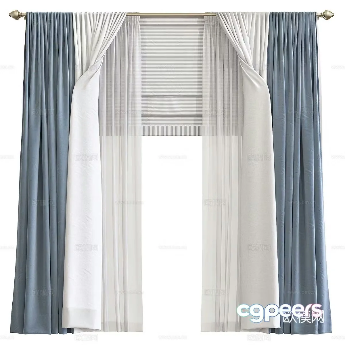 Modern Roman pole curtain roller blind 3d model
