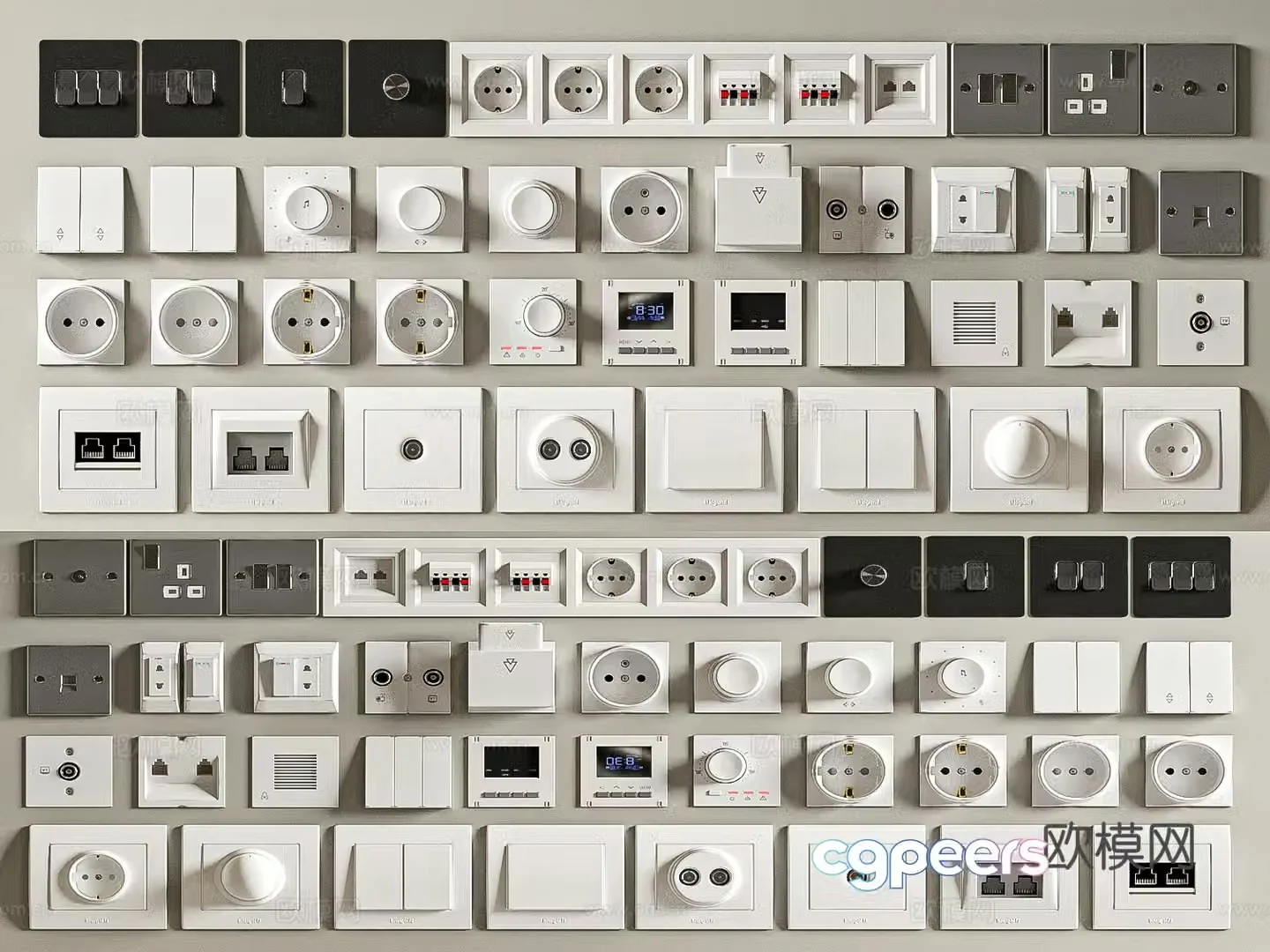 Modern switch socket 3d model