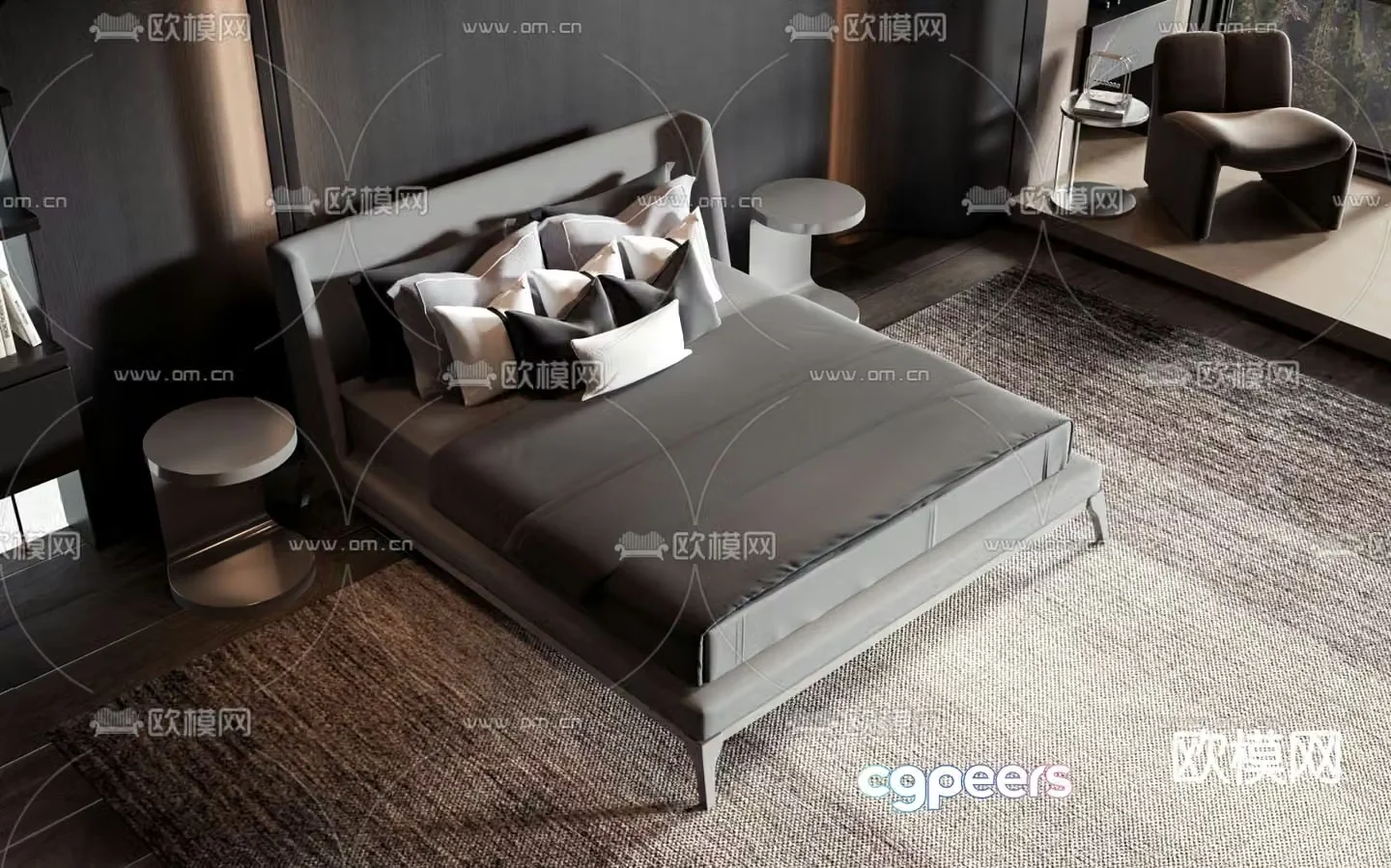Commercial bed double bed 3d model