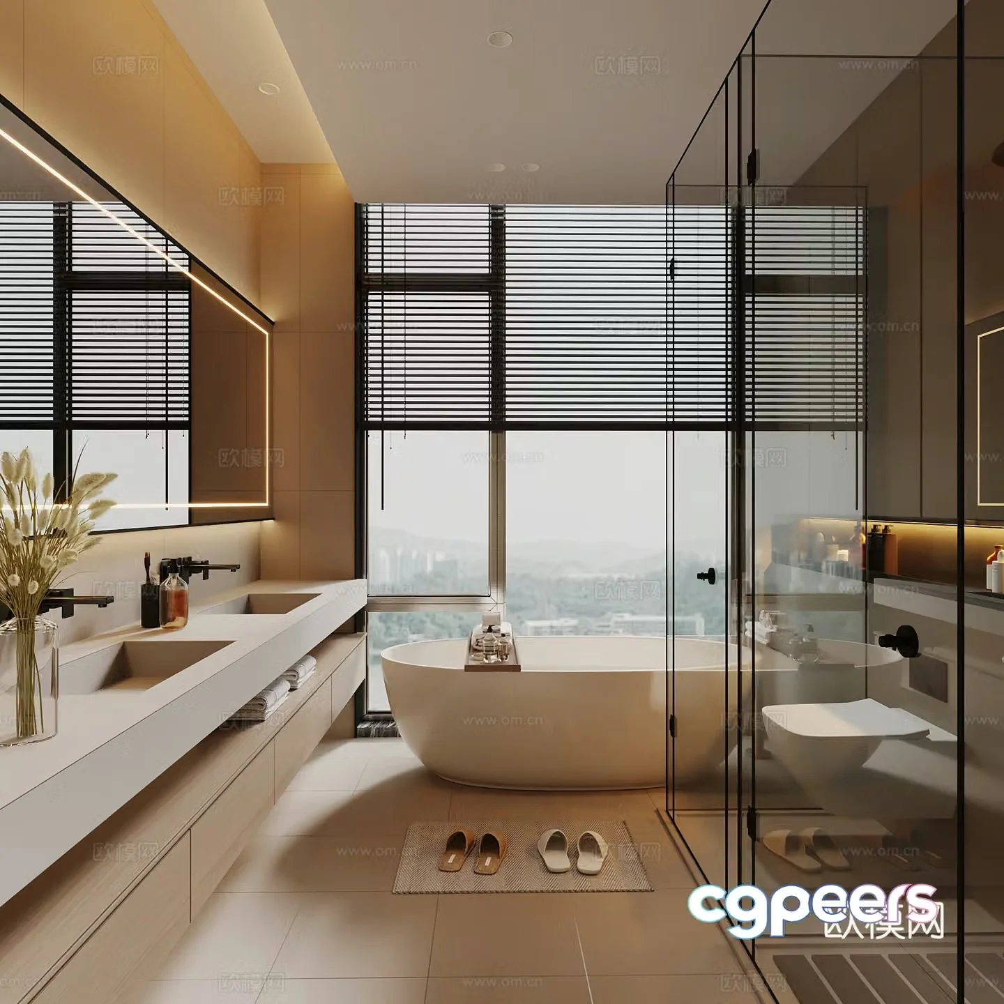 Modern bathroom bathroom cabinet toilet shower bathtub 3d model