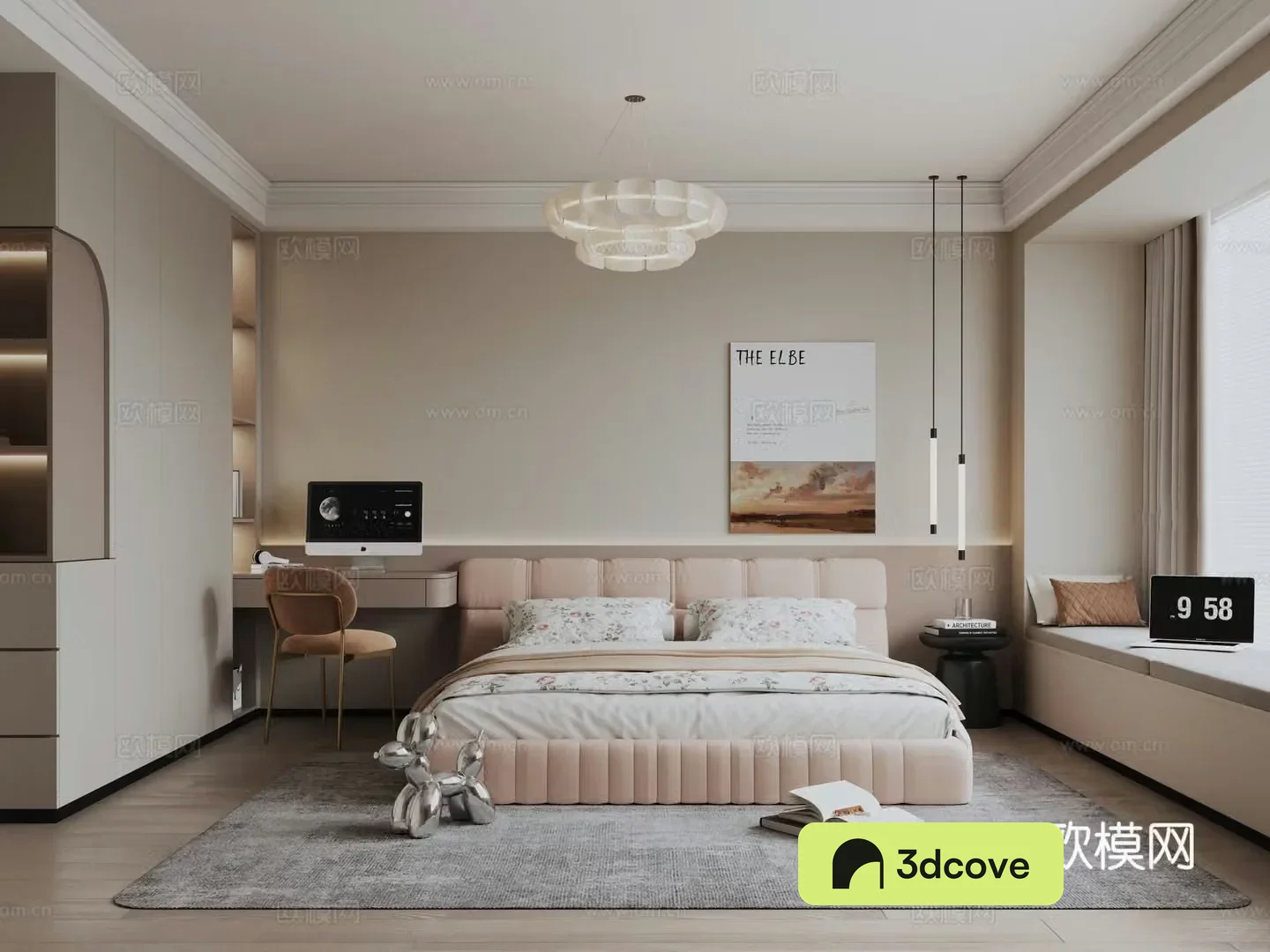 Modern creamy bedroom