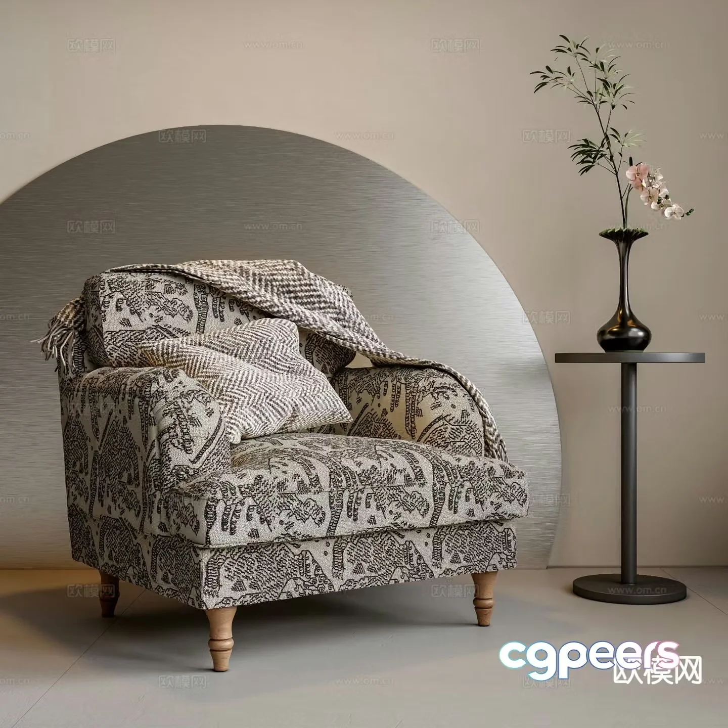 American single sofa 3d model
