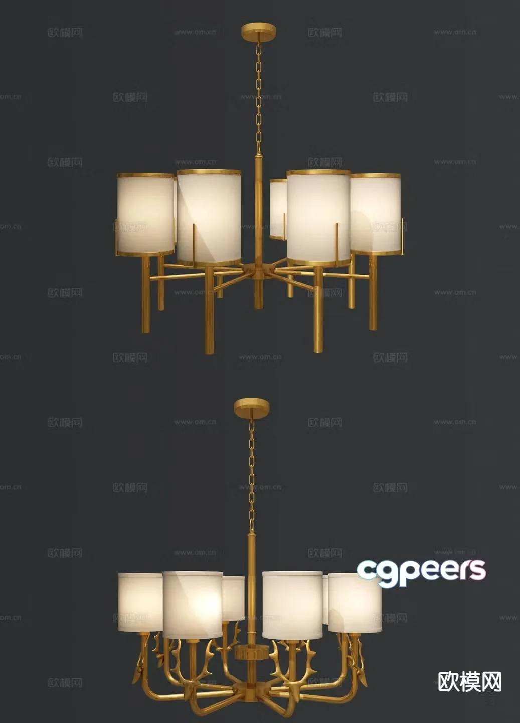 New Chinese style chandelier multi-head chandelier 3d model
