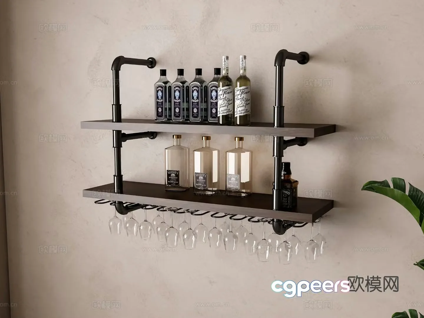 American wine rack wall mounted wine rack 3d model