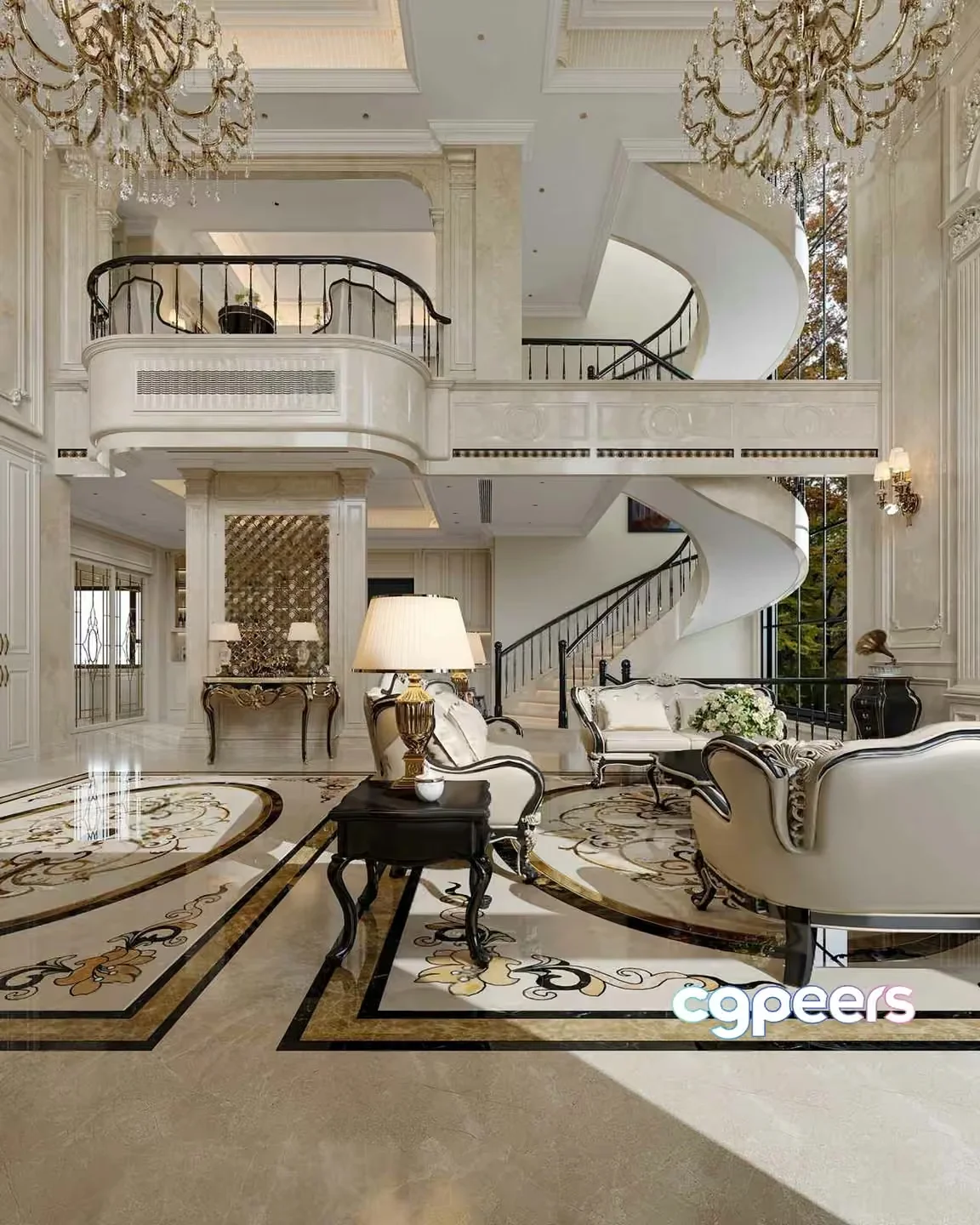 Luxurious Living Room 3D Model – 13185 – CORONA Render