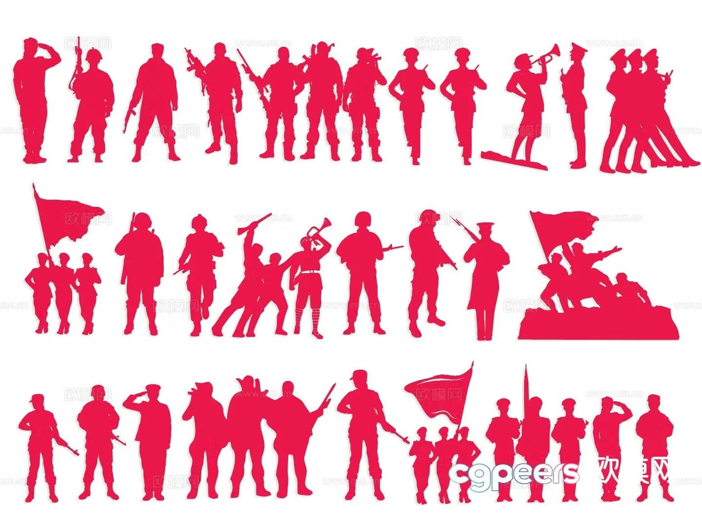 Revolutionary soldier badge silhouette 3d model