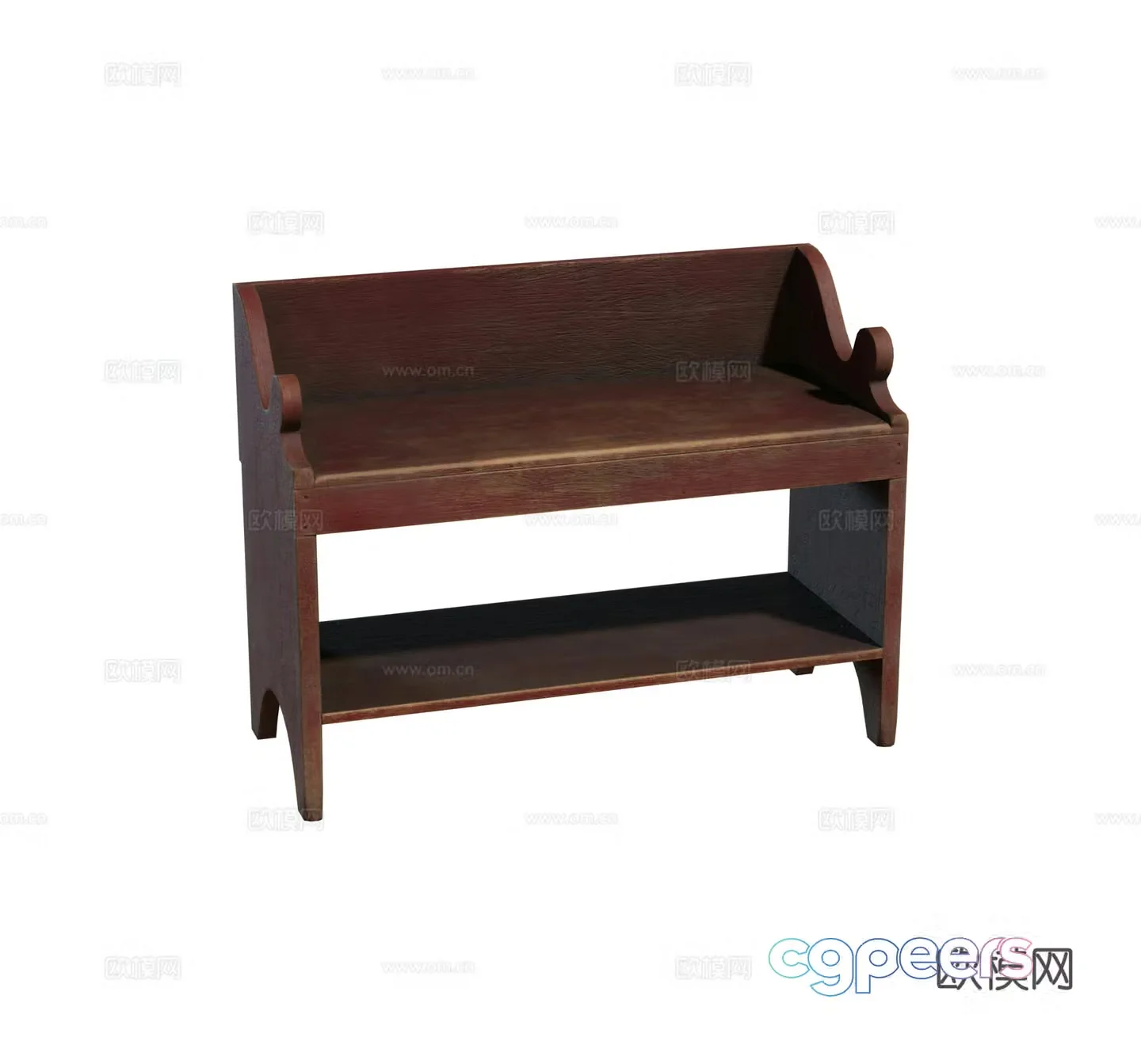 Retro bench painted bench stool combination 3d model