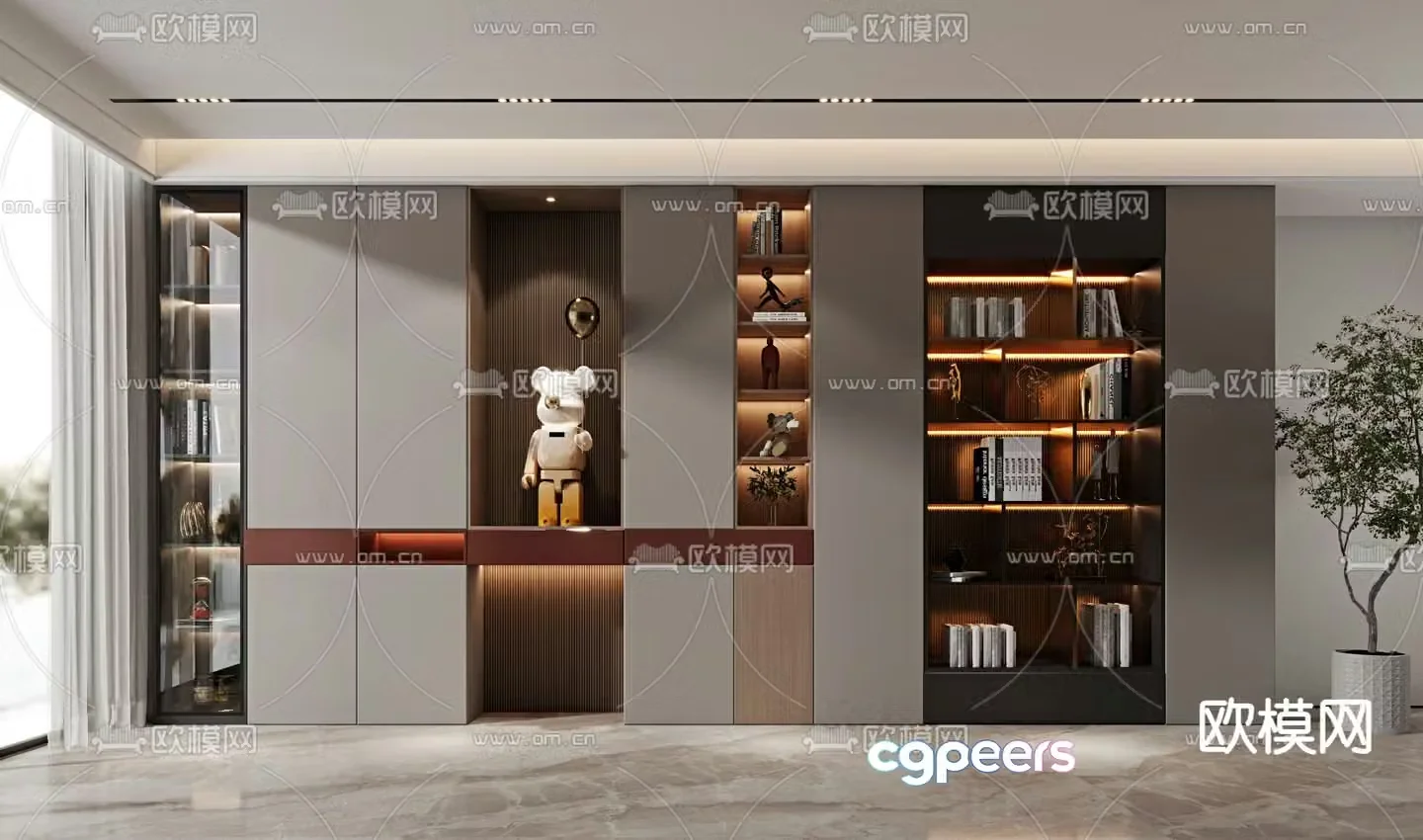 Modern decorative cabinet bookcase 3d model