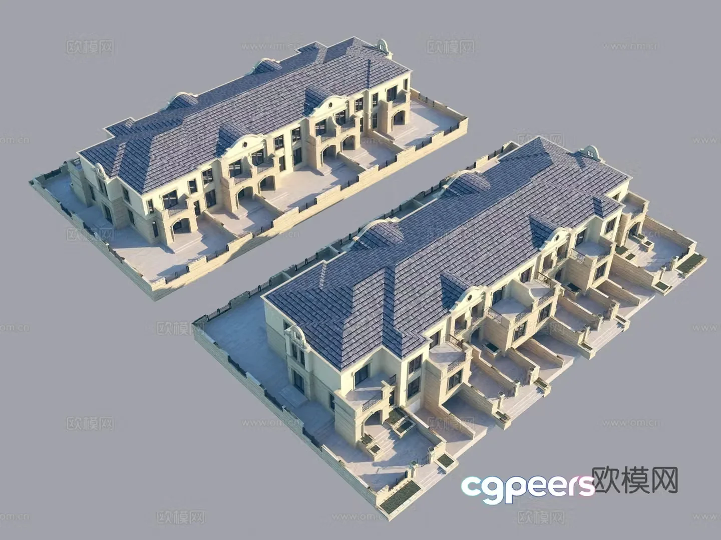 Simple European townhouse single villa resettlement room 3D model