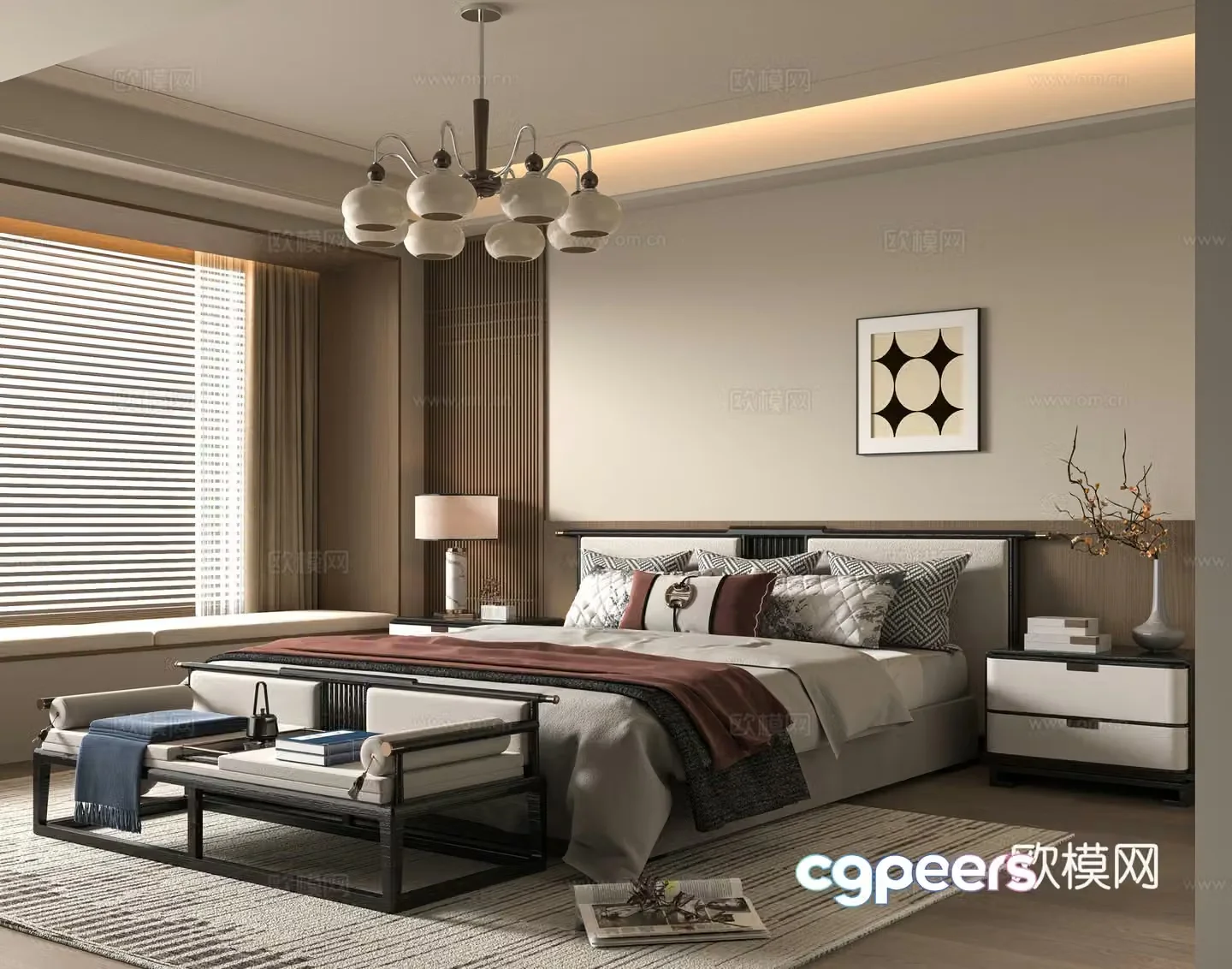 New Chinese bedroom 3D model