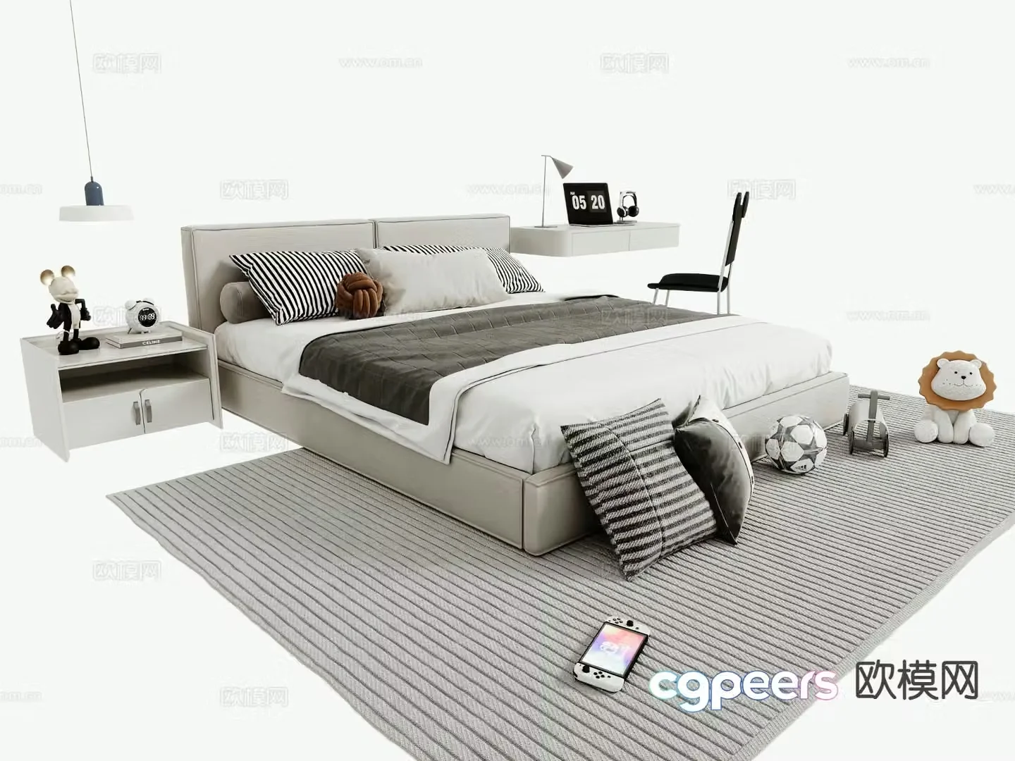 Modern double bed 3d model