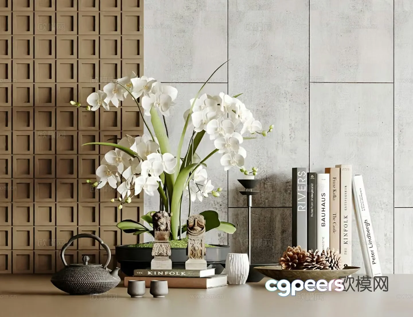 New Chinese style tableware vase books 3d model