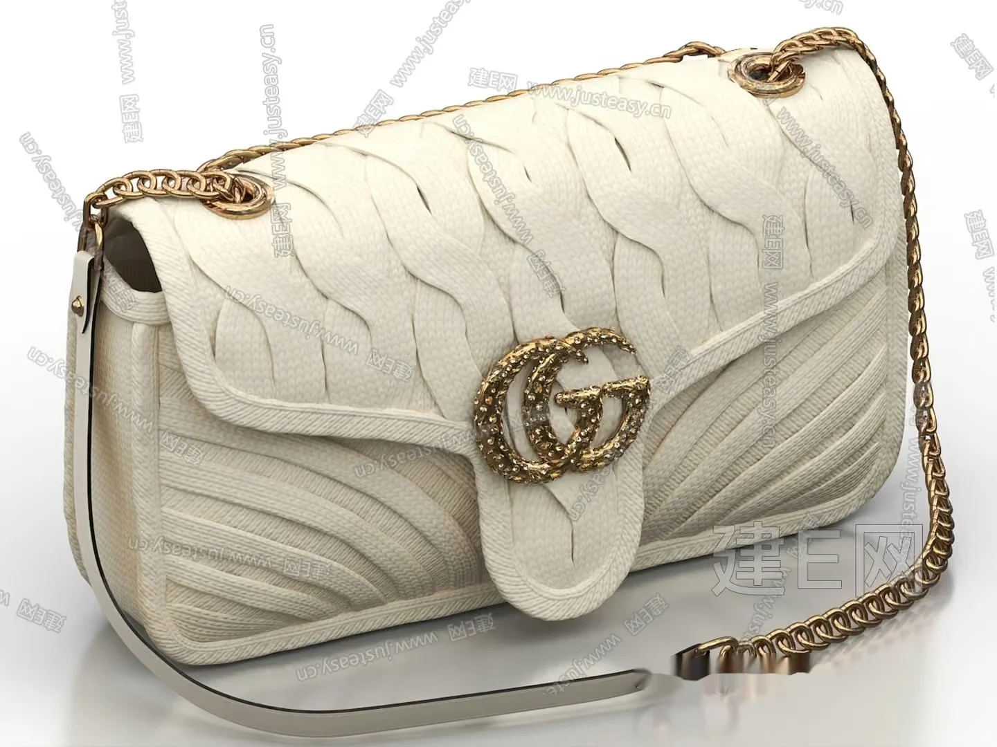 A White Purse With A Gold Chain 3D Model – 20982 – VRAY Render