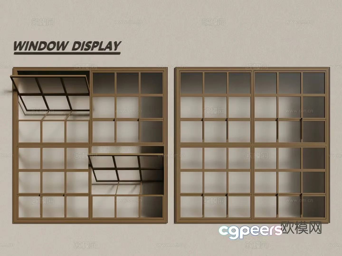 European windows blinds casement windows wooden windows 3d model