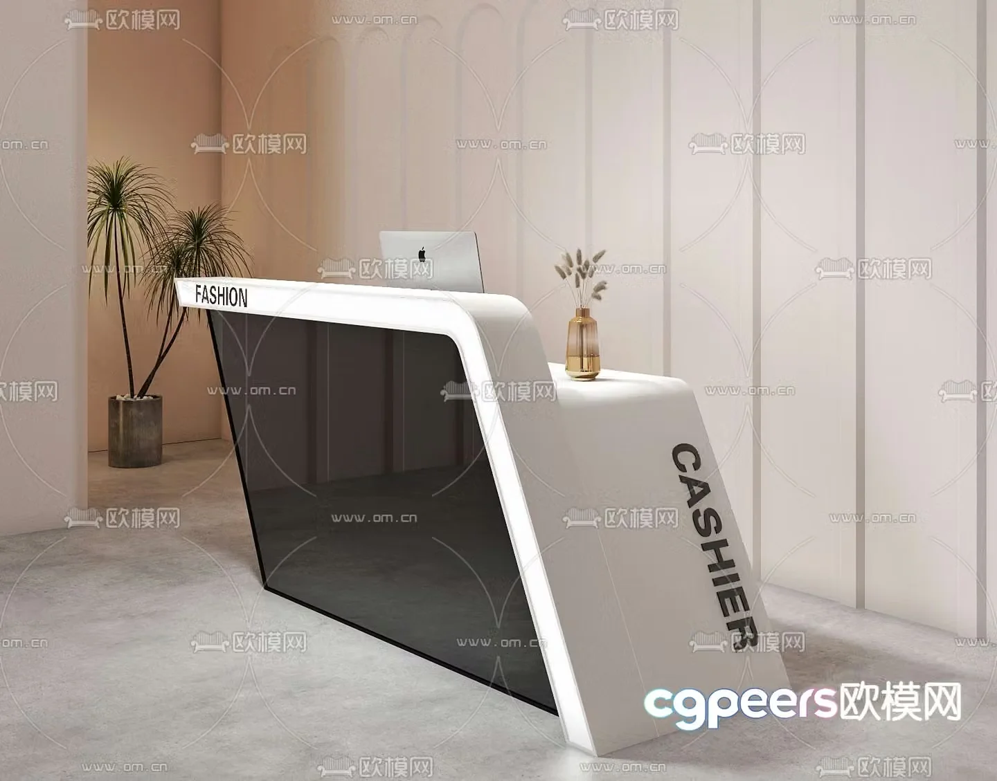 Front desk reception desk 3d model