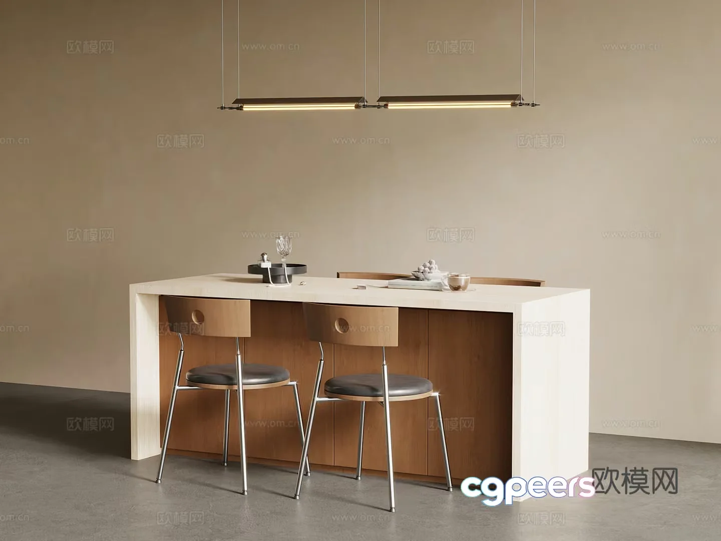 Modern Minimalist Kitchen 3D Model – 4069 – VRAY Render