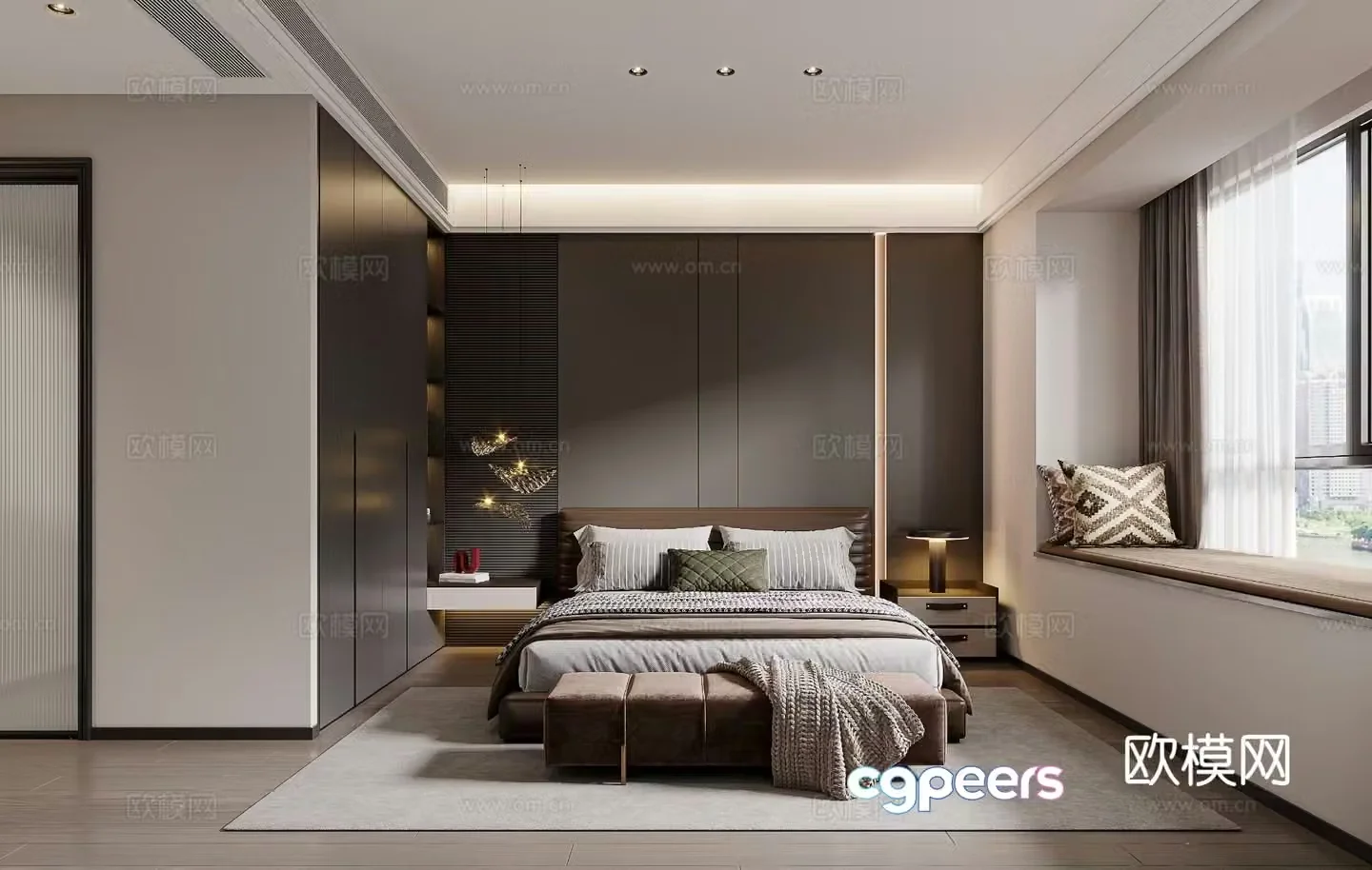 Italian light luxury bedroom master bedroom 3d model