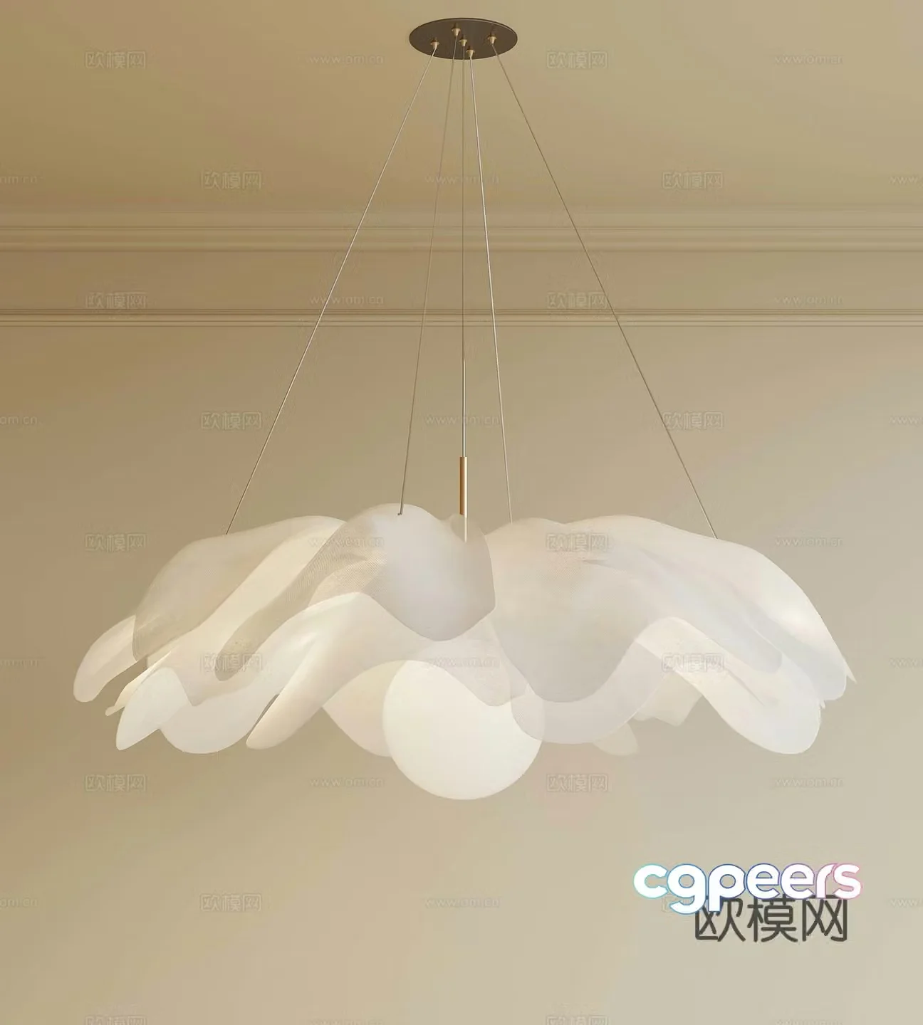 French Cream Style Chandelier Art Chandelier 3D Model