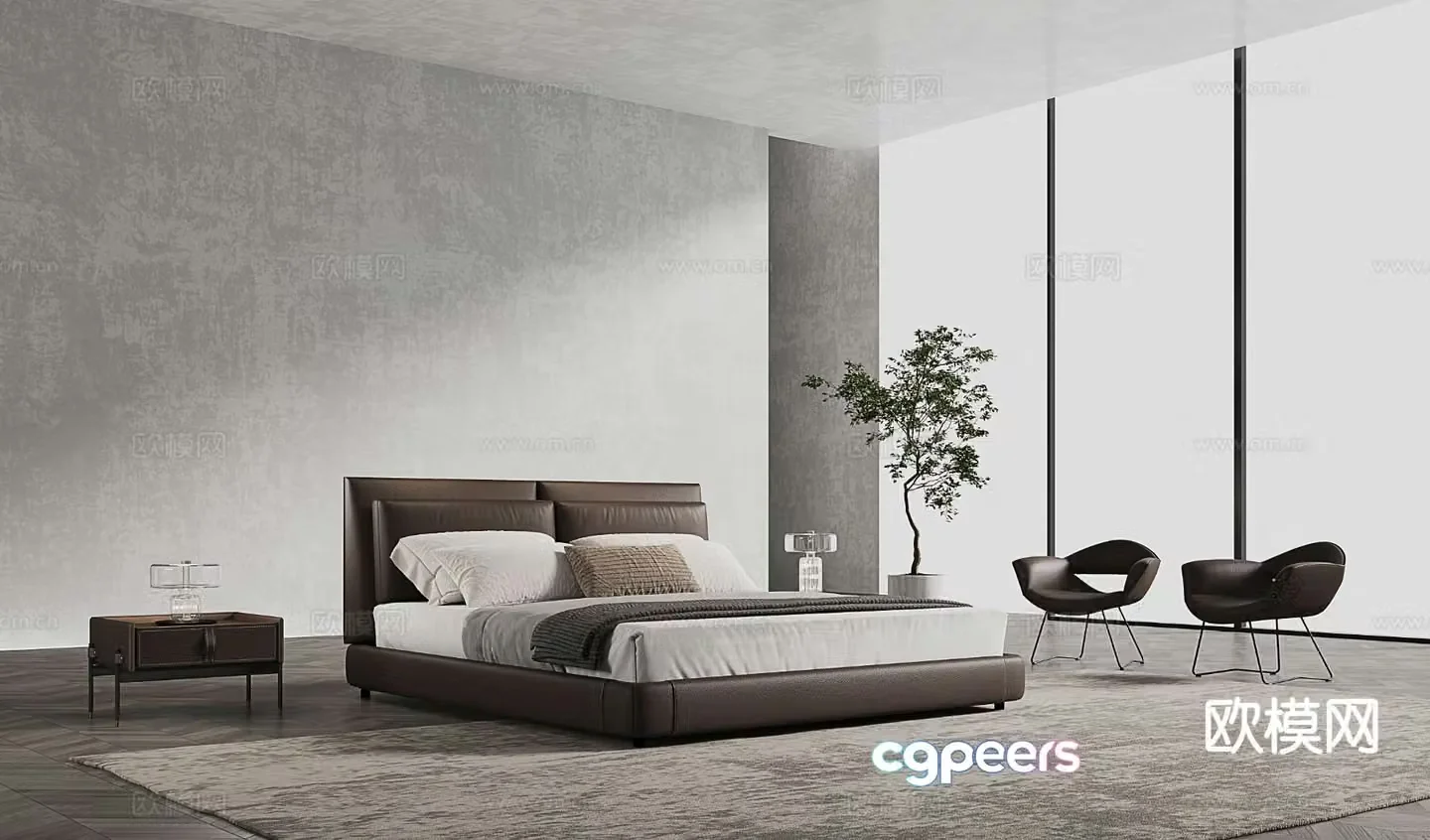 Italian double bed 3d model