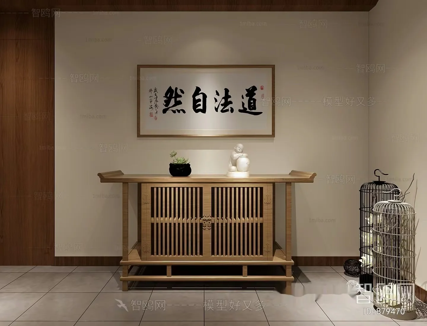 A Framed Chinese Calligraphy Piece 3D Model – 5413 – VRAY Render