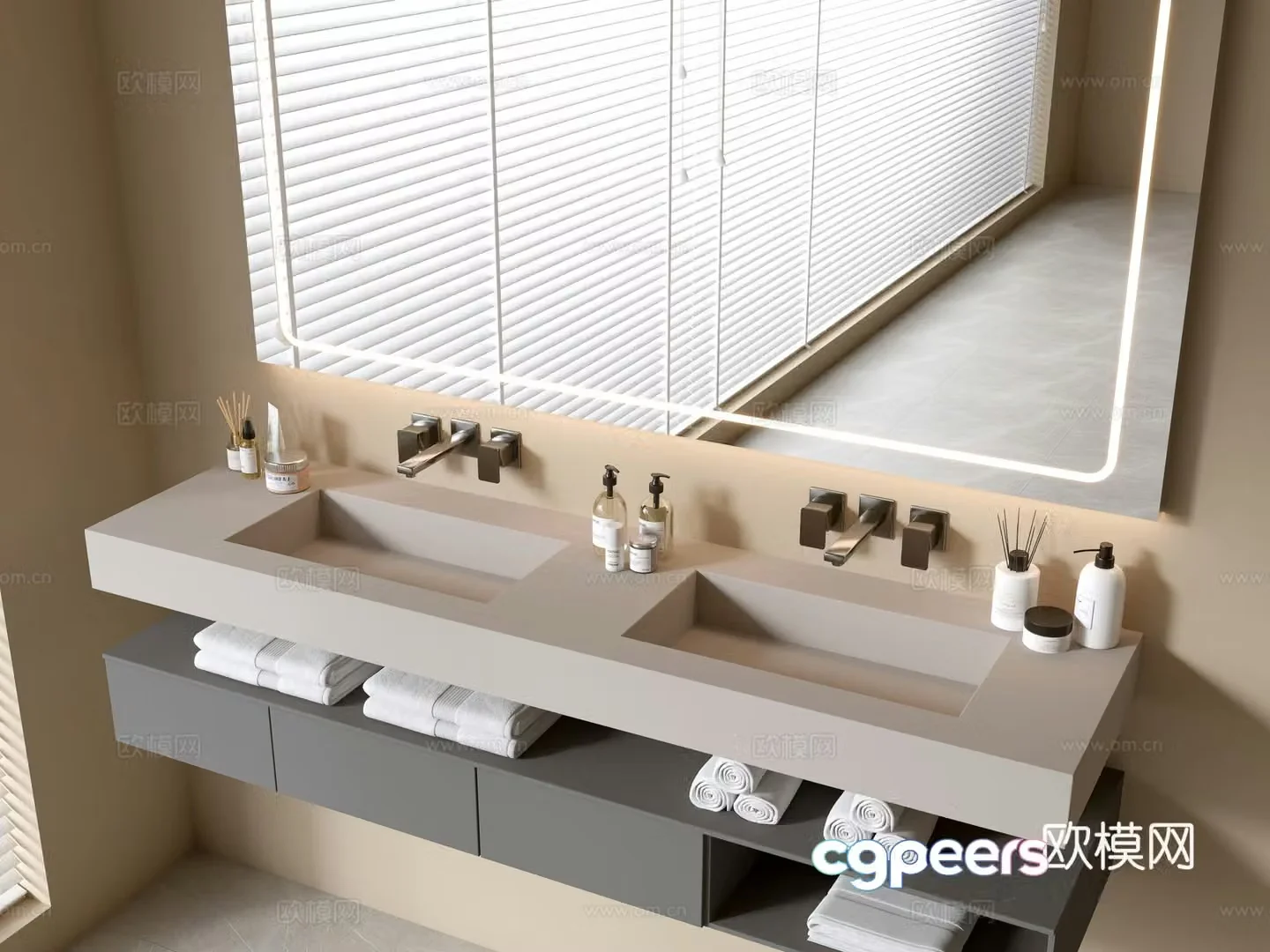 Modern bathroom cabinet bathroom basin bathroom ornaments mirror cabinet sink 3d model