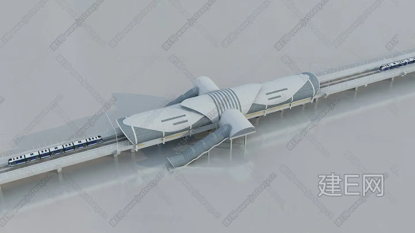 A Futuristic Train Station 3D Model – 14690 – VRAY Render