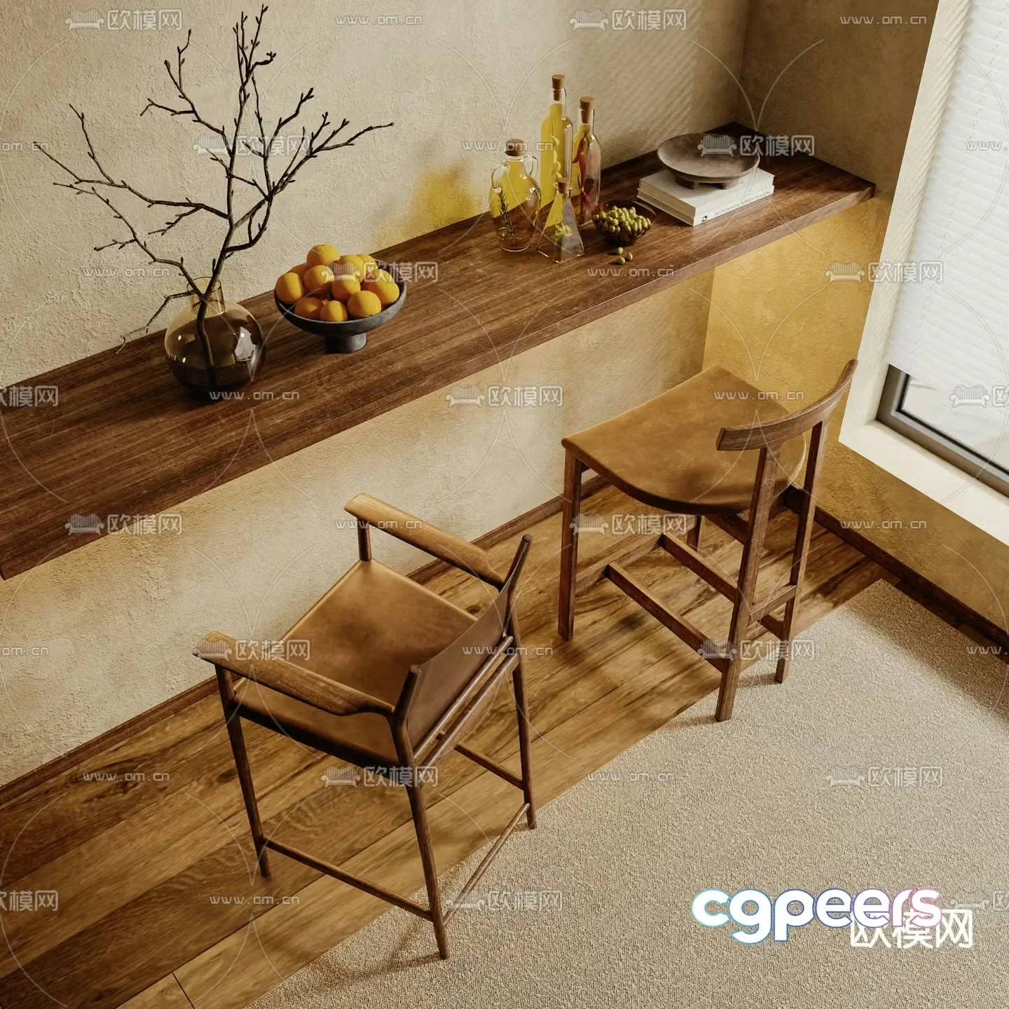 Wabi Sabi bar stool bar stool high stool 3d model
