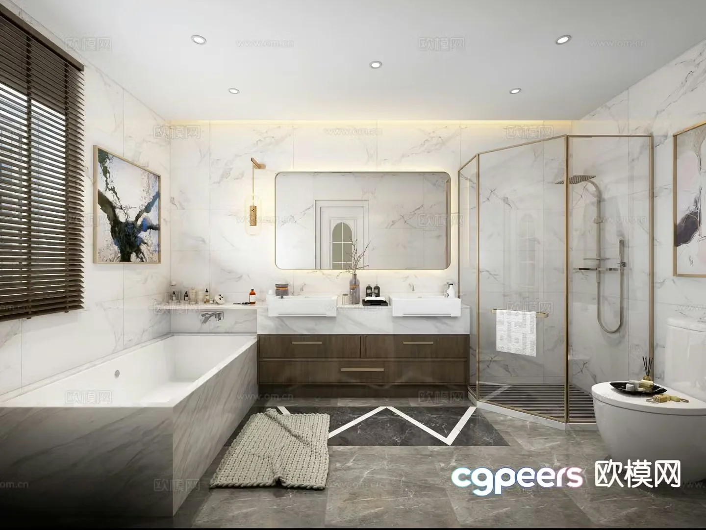 Light luxury bathroom bathroom 3d model