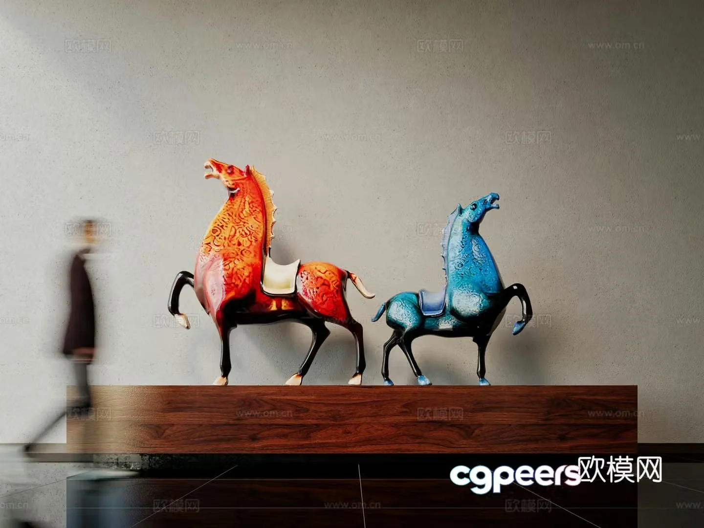Modern horse sculpture installation 3d model