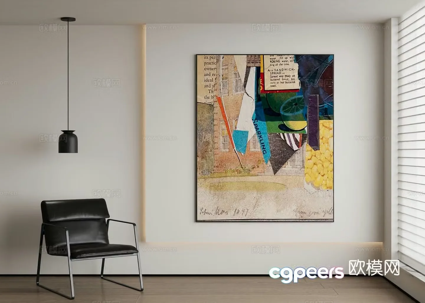 Modern abstract painting decorative painting 3d model