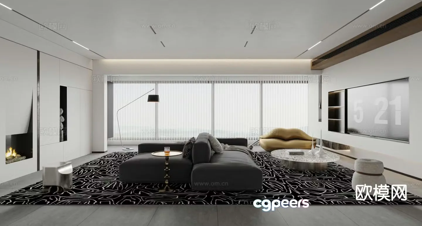 Italian style horizontal hall horizontal living room 3D model