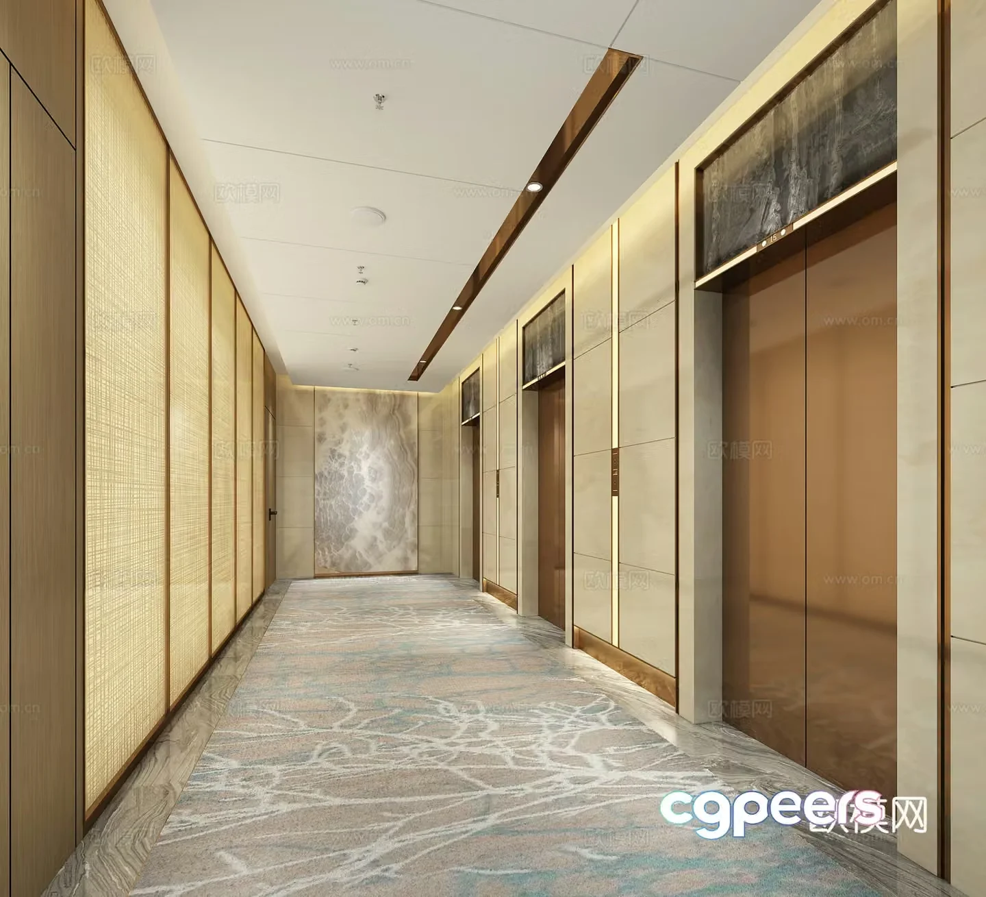 Hotel elevator hall elevator room 3d model