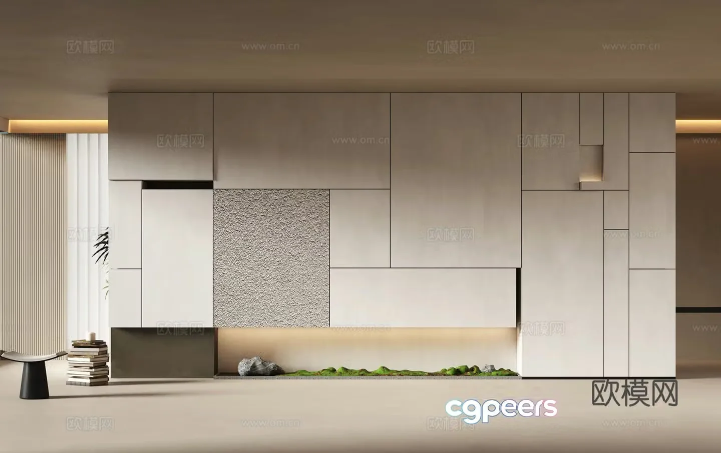 Modern porch background wall modeling wall Scapa 3d model