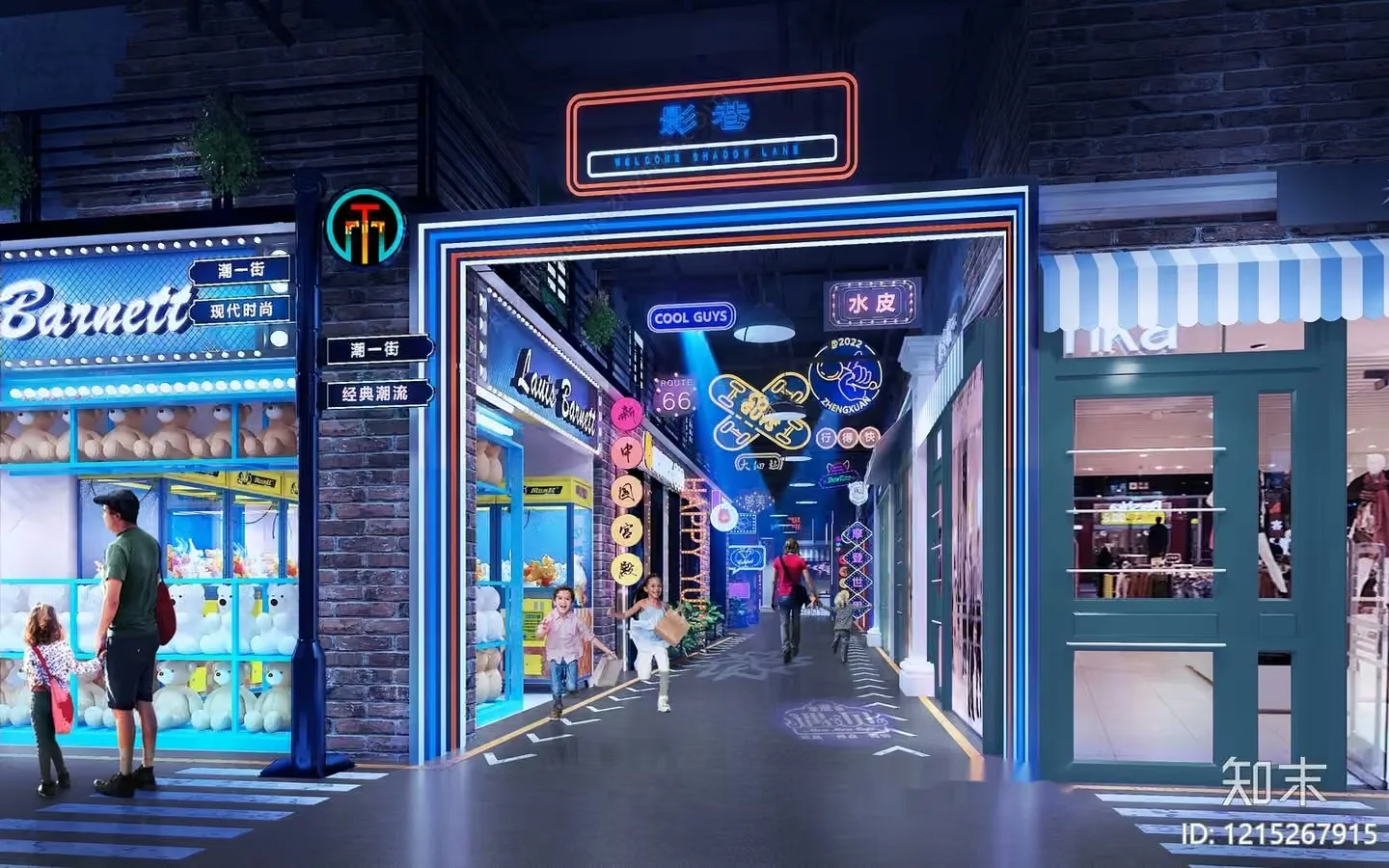 A Street With Shops And People Walking 3D Model – 11938 – VRAY Render