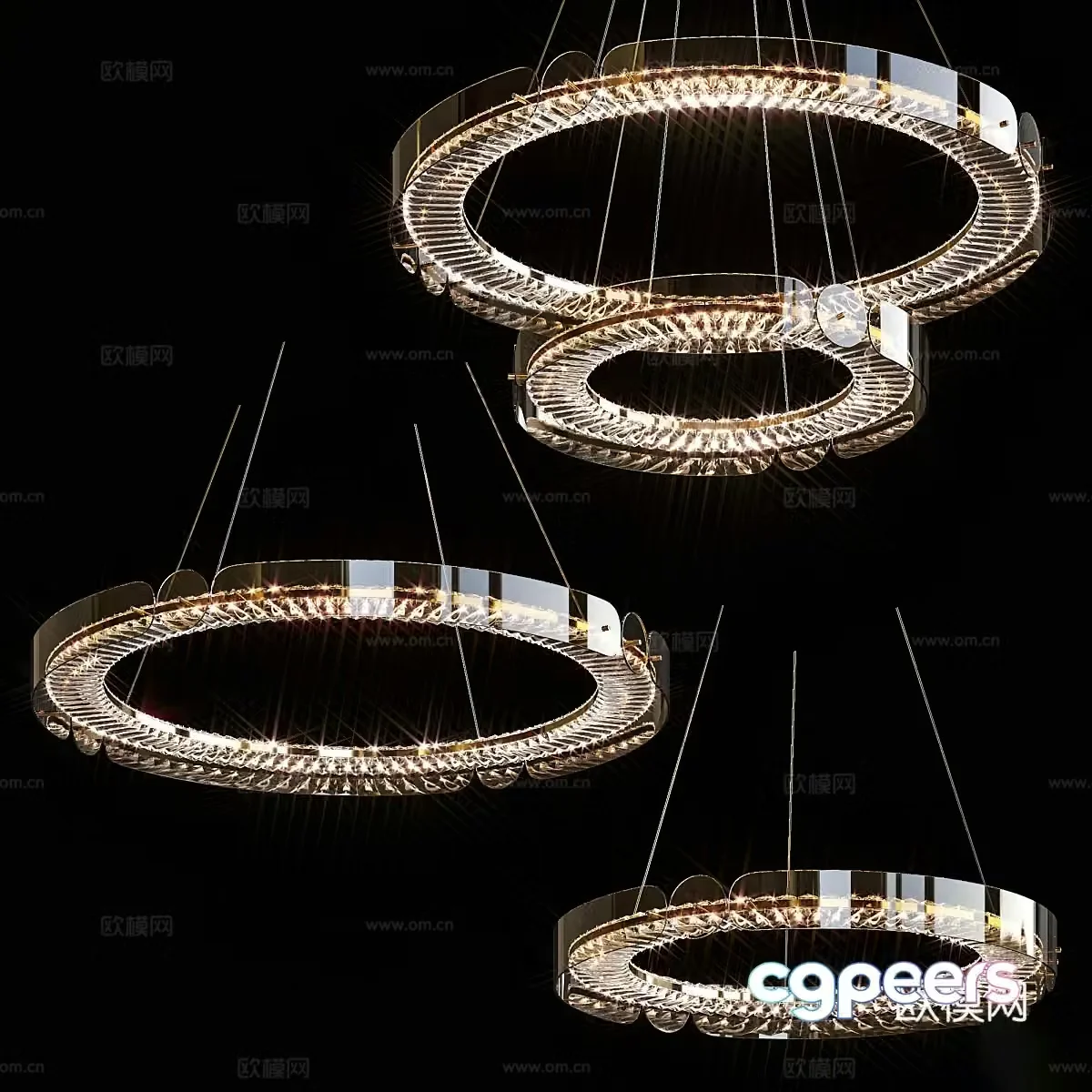 New Chinese style light luxury decorative chandelier 3D model