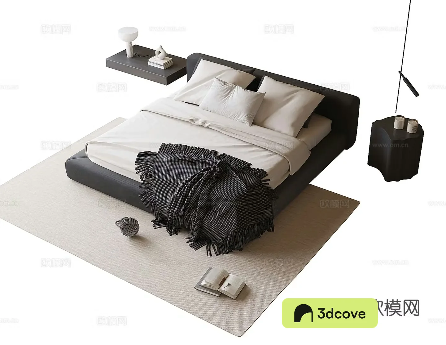 Modern double bed nightstand