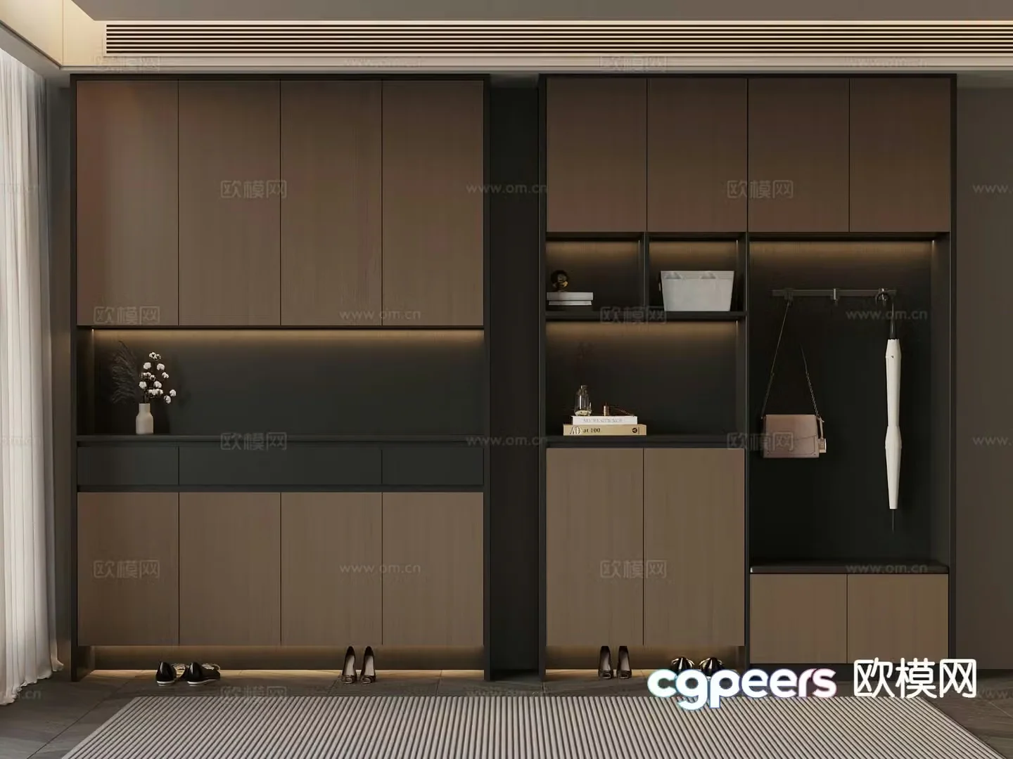 Italian style entrance shoe cabinet partition shoe cabinet 3d model