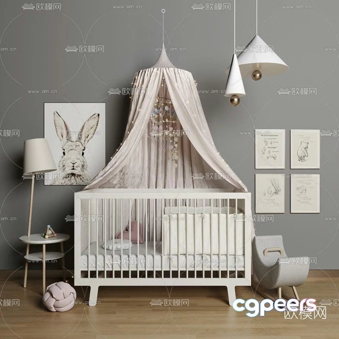 Modern crib 3d model