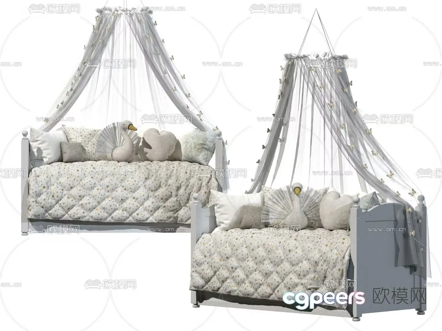 Modern fabric children’s sofa bed 3d model