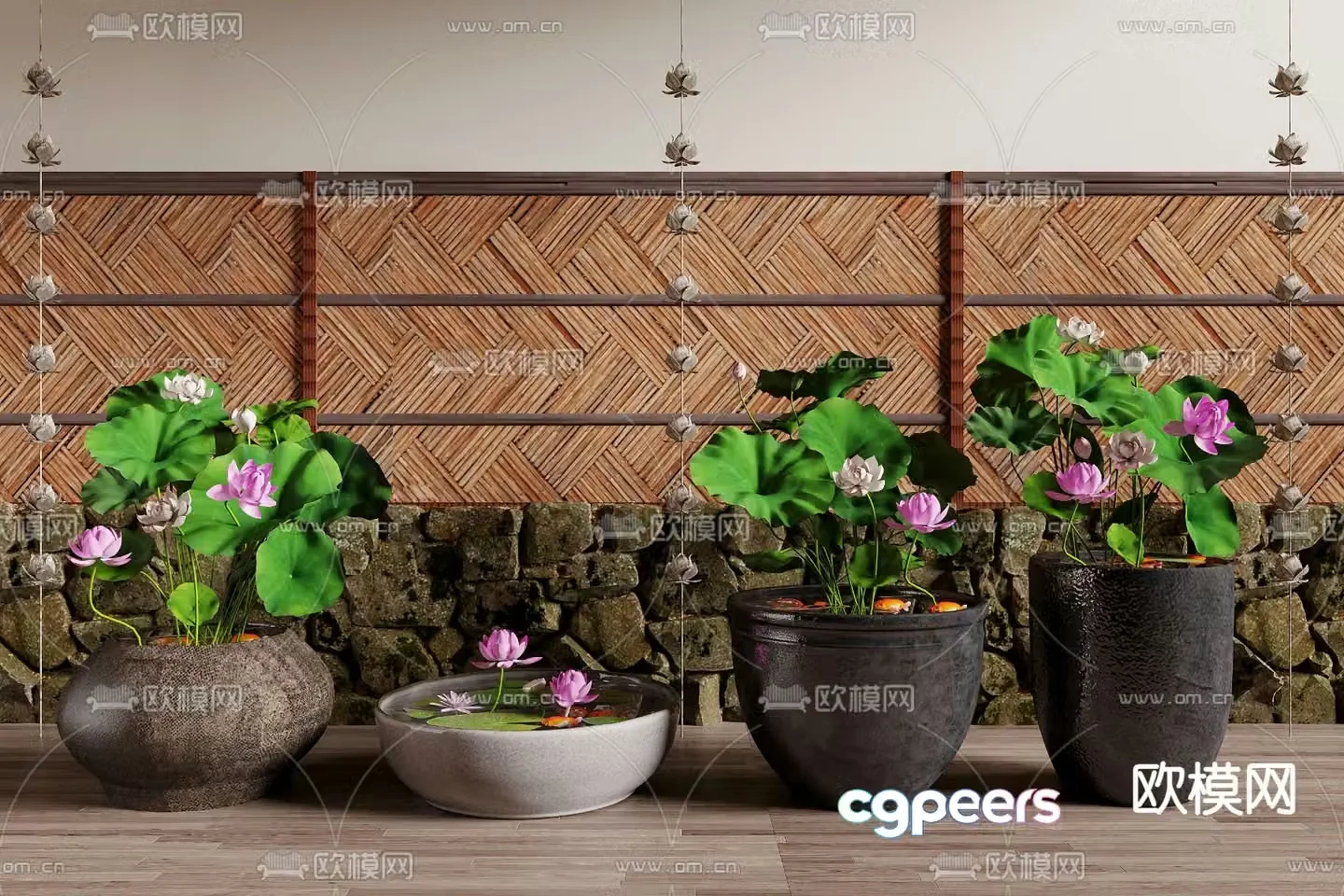 New Chinese style water tank micro landscape 3D model