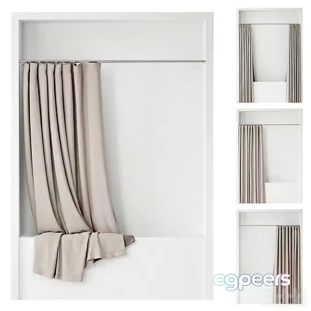 3ds Max Free – Double bath curtain on Sunerzha cornice