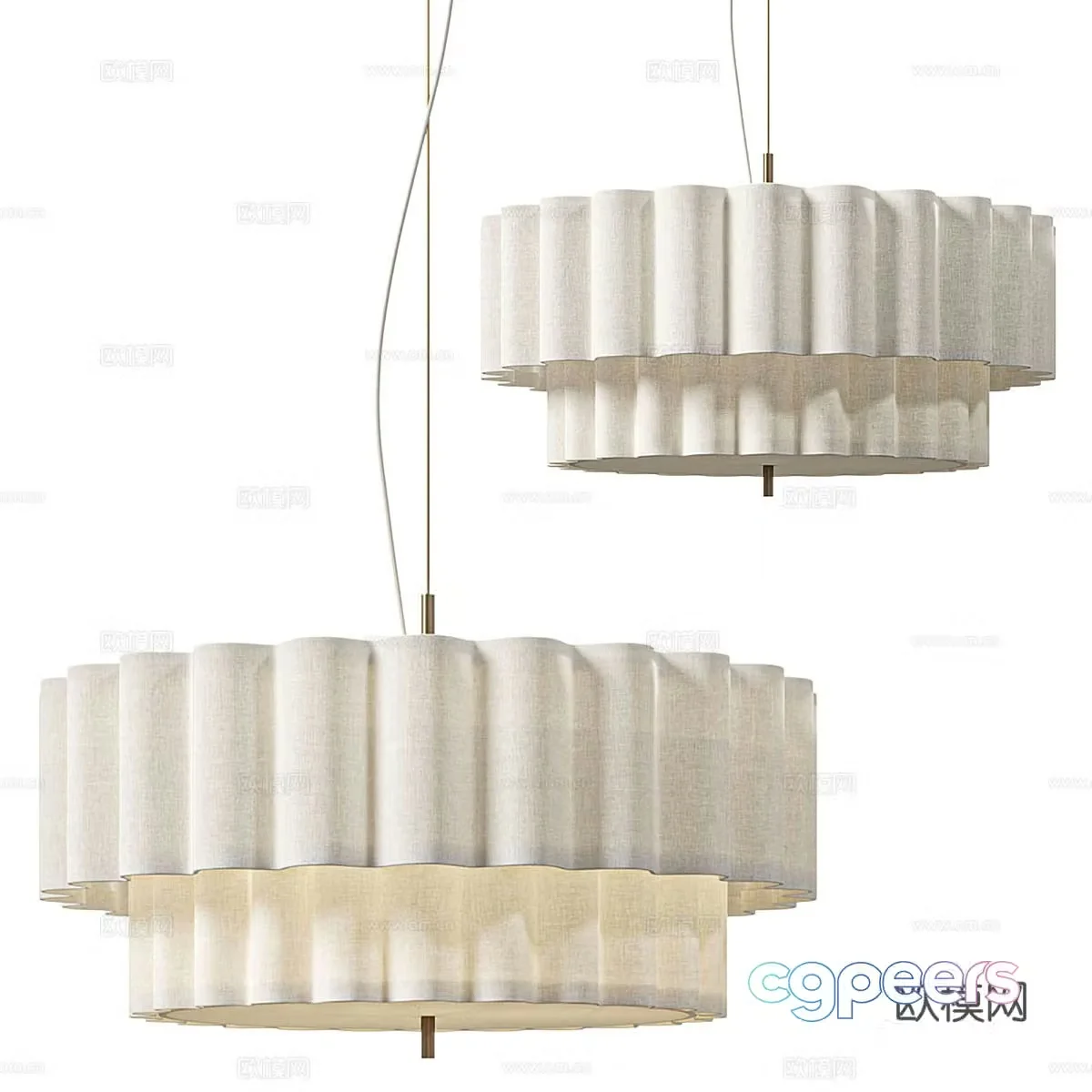 New Chinese Folia fabric chandelier 3D model