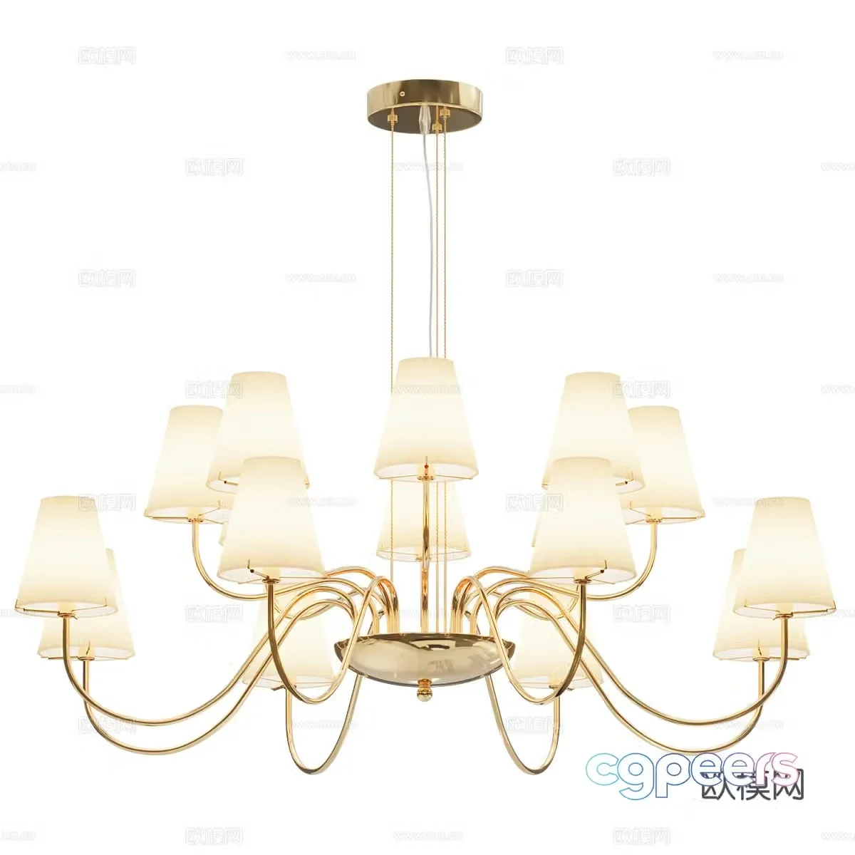 Modern light luxury multi-head decorative chandelier 3d model