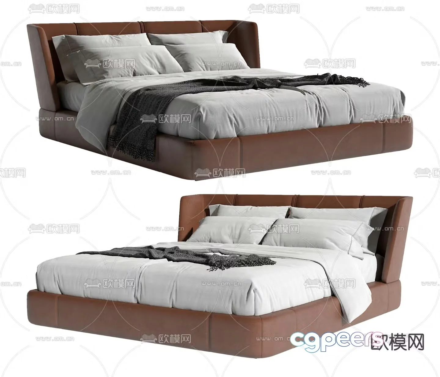 Modern double bed 3d model